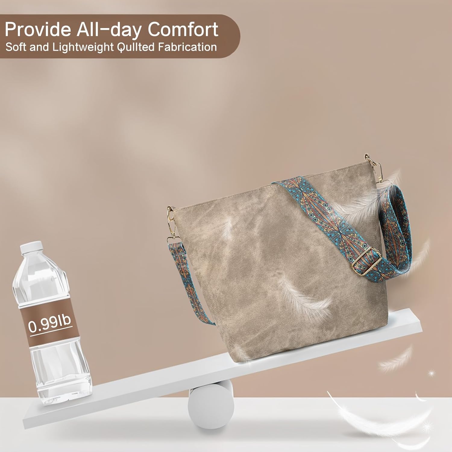 LAVTUG Hobo Bag for Women, Vegan Leather Shoulder Handbags Slouchy Bag with Zipper Everyday Tote Purse, Adjustable Strap | Slouchy, for Work, Travel, Weekender - Image 7