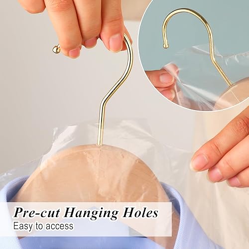 Miniatura 6 de Paquete de 16 bolsas gruesas para limpieza en seco, bolsas transparentes de limpieza en seco, bolsas de plástico a prueba de polvo para colgar ropa,