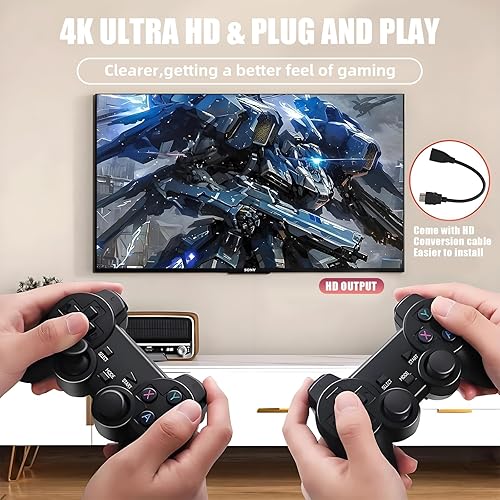 Miniatura 4 de X2 Plus - Juego de consola retro para juegos, 60000+ emulador de juegos 50+, consolas de videojuegos retro 4K HD con controlador inalámbrico doble,