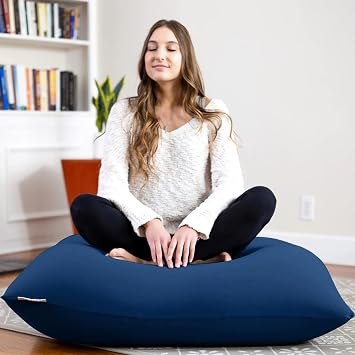 Yogibo Mini Small Bean Bag Lounger Chair for Kids, Teens and Adults with Filling, Soft, Plush, Comfy, Sensory Lounge Beanbag, Washable Cover, Blue