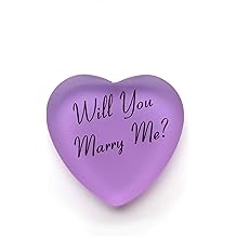 Lifeforce Glass Will You Marry Me? Glass Heart with Pouch, A Romantic Way to Pop the Question. (lilac) From
