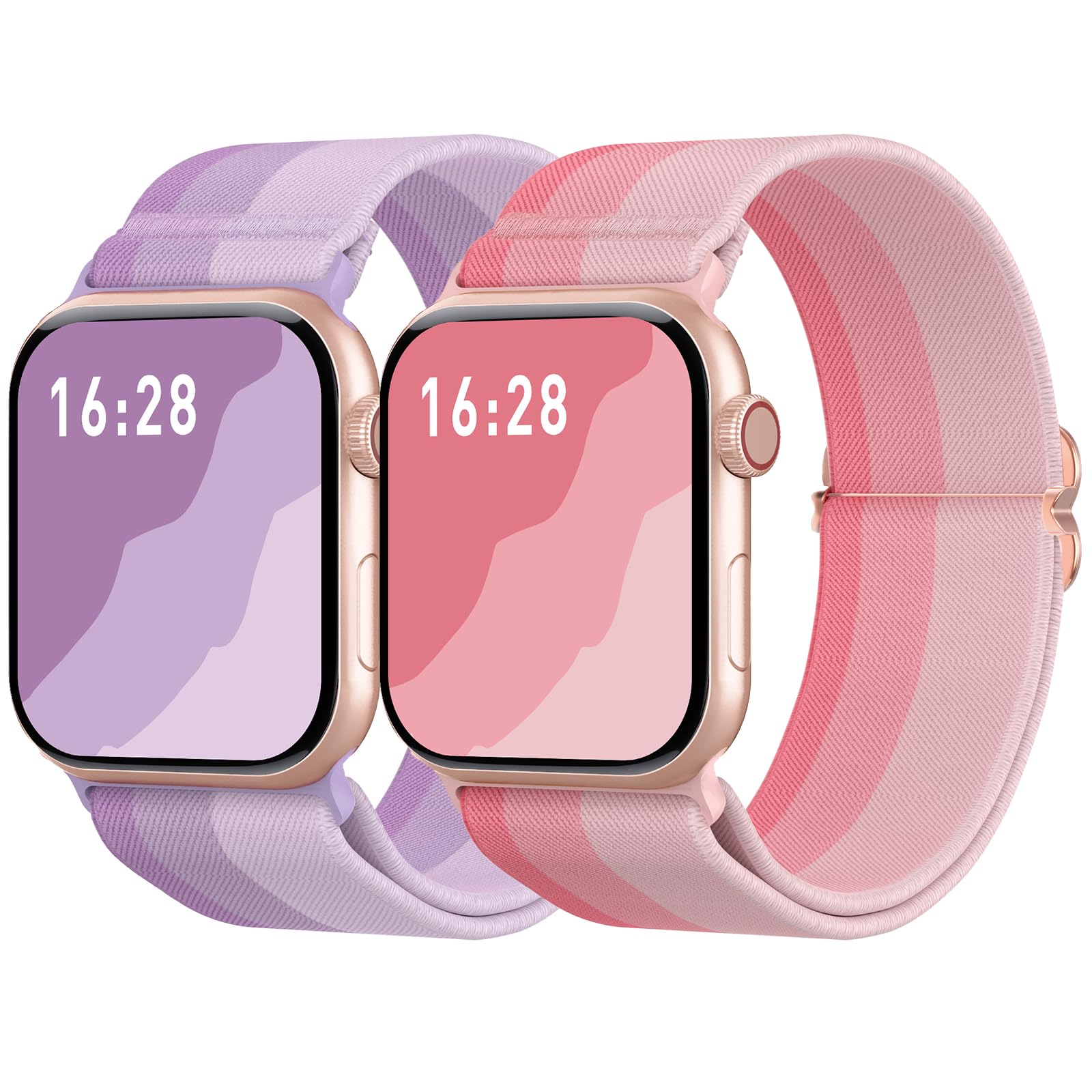 Delidigi Gradient Stretchy Band Compatible with Apple Watch Band 40mm 38mm 41mm 42mm 44mm 45mm 46mm 49mm Women Men, Nylon Solo Loop Elastic Straps for