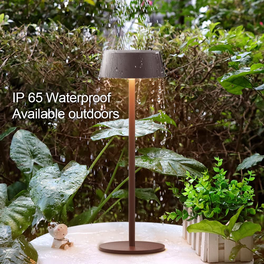 K-Bright 2 pezzi Lampada da tavolo, Luce calda Colore 3000K, Impermeabile IP54 lampade da tavolo senza fili, Ideale per cene in giardino, pub, feste, terrazze(Rosso ruggine)