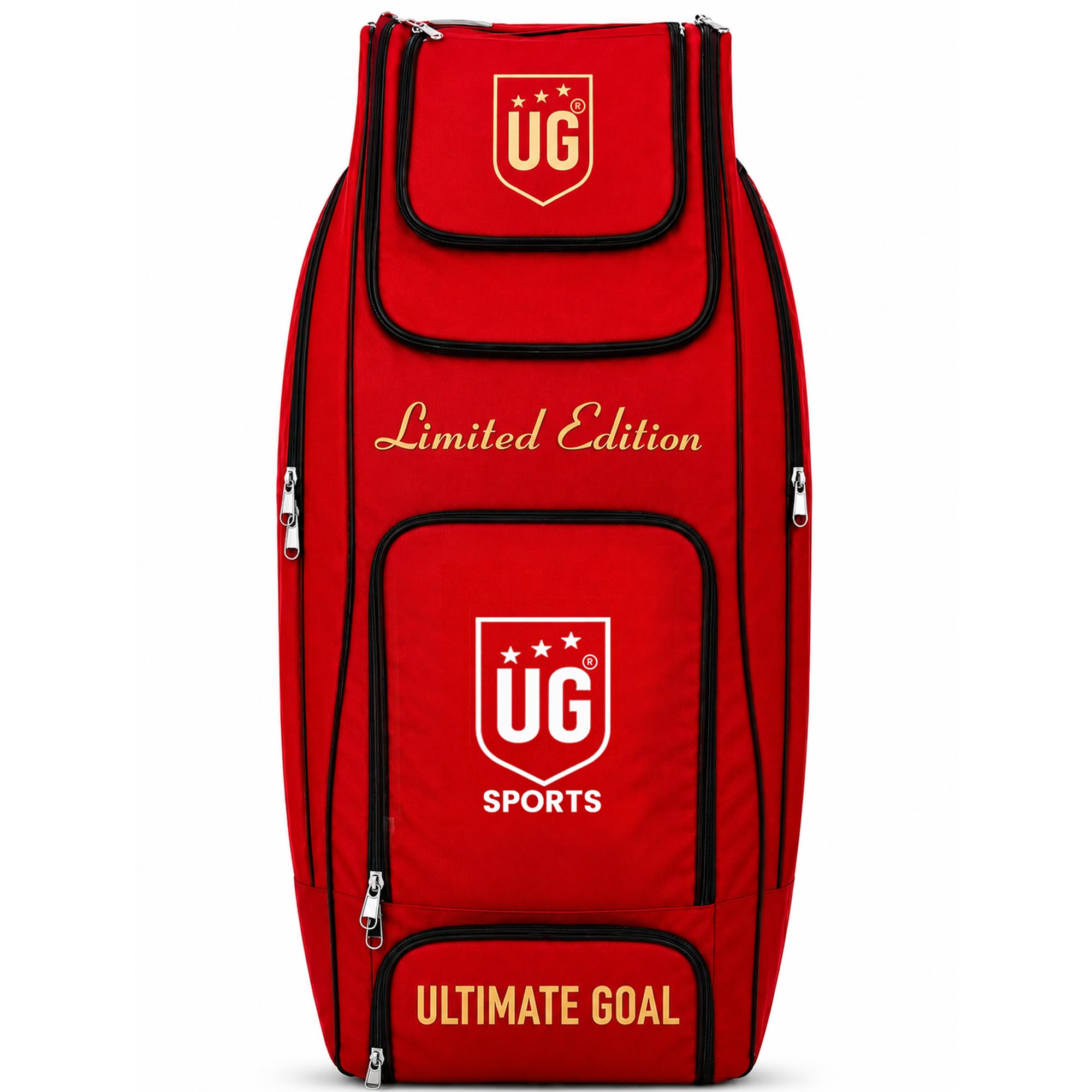 UG Sports XXXL Extra Large Limited Edition Cricket Kit Bag with Tractor Wheels | Heavy-Duty Nylon Polyester Backpack with Multiple Gear Compartments (Red)-image-42
