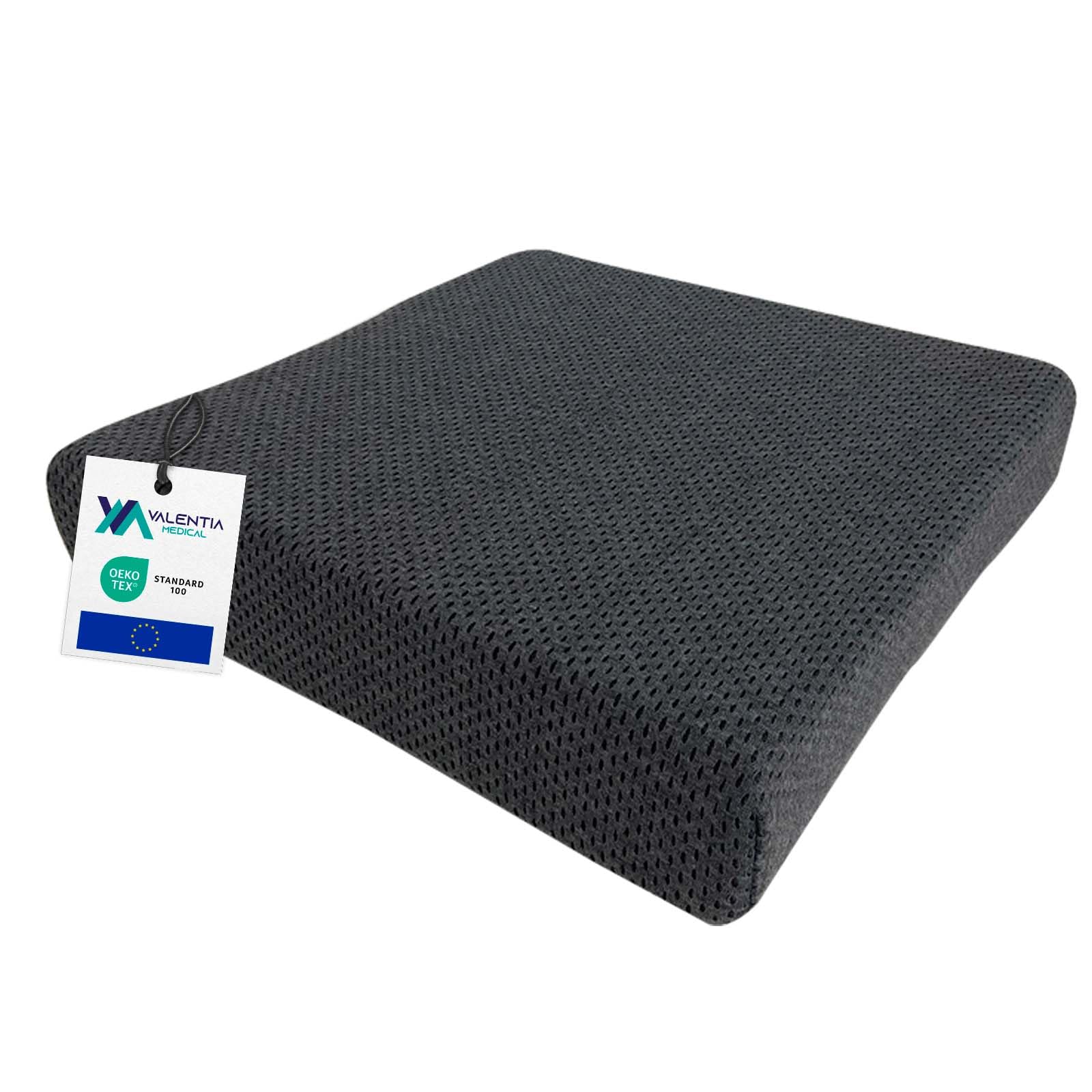 Coussin Anti Escarres Fessier Mousse HR 42x42x8 avec Memoire Forme - Coussin Coccyx, Coussin Fauteuil Roulant - Coussin Orthopédique Fessier - Double Housse Lavable