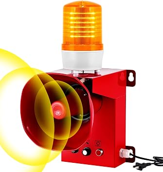 130dB Industrial Siren Alarm - Adjustable Volume & Tone, IP65 Waterproof Outdoor Alarm with Strobe Light for Warehouse, Office, Port, and Machinery 110, Volts