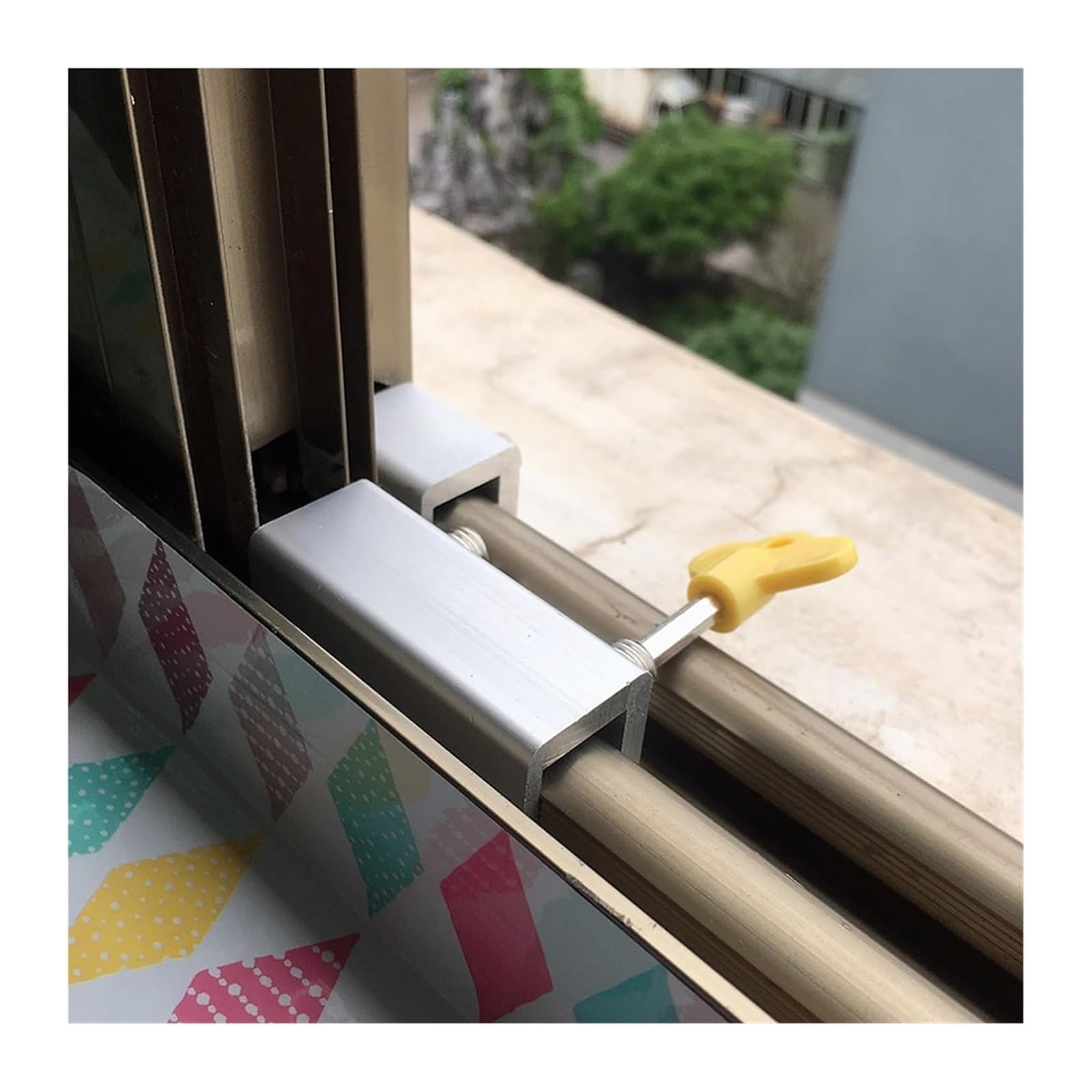 Butée de fenêtre, Serrure de porte/fenêtre en aluminium avec clé argentée