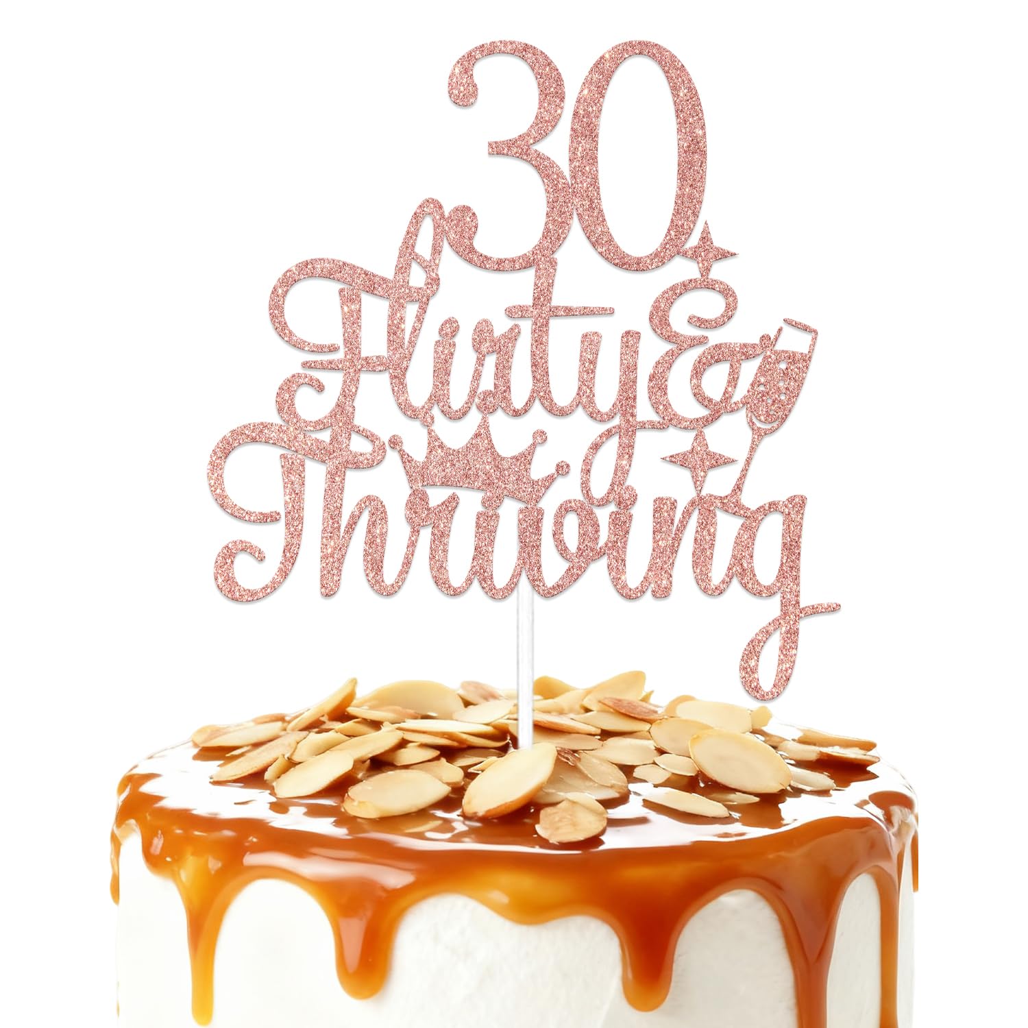 ZCXVC 30 Flirty & Thriving Cake Topper Thirty Flirty and Thriving Decorations for Happy 30 Years Old Birthday Party Decorations Rose Gold Glitter