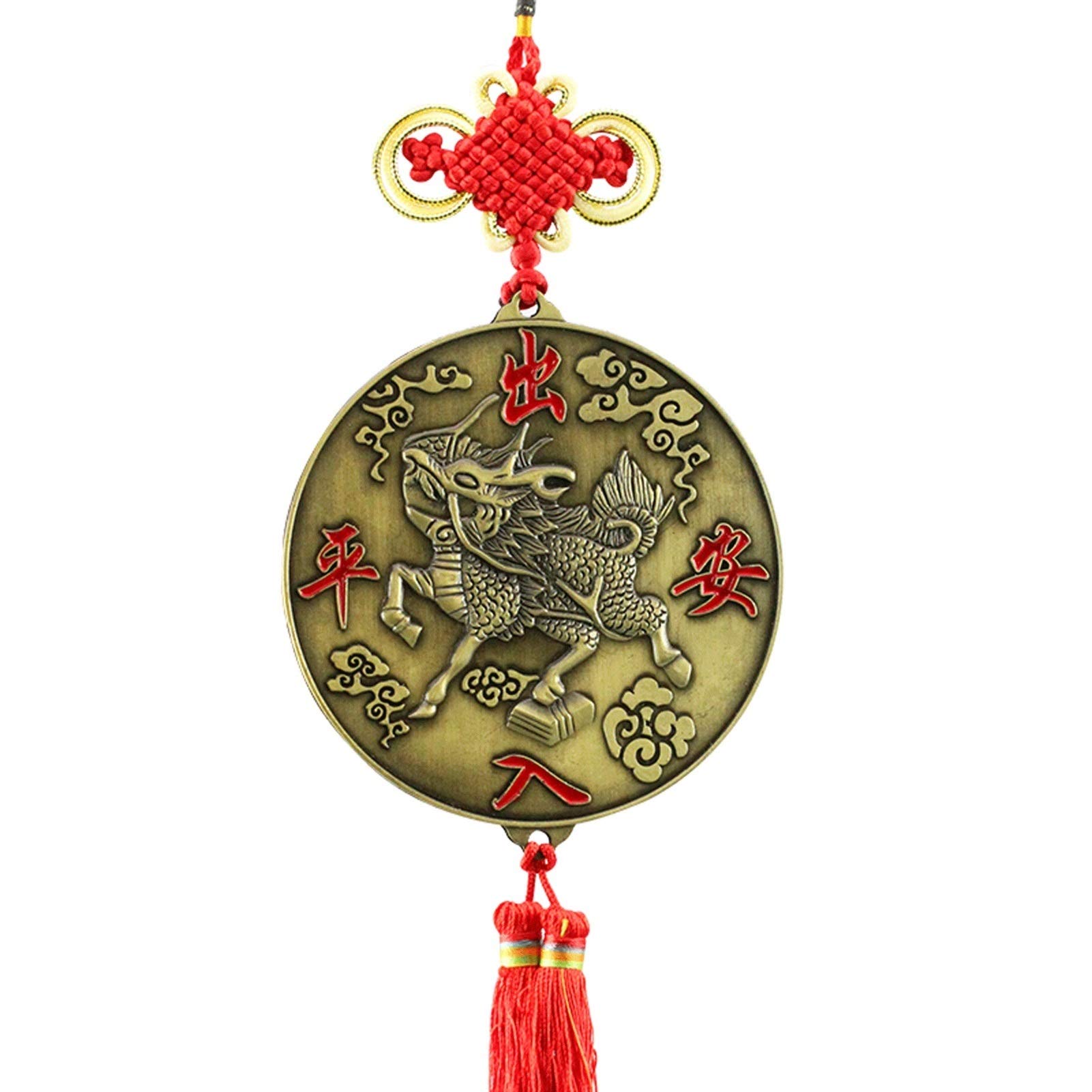HDBCYUAZ 3.8inch Kirin Gossip Mirror Metal Home Door Crafts Feng Shui