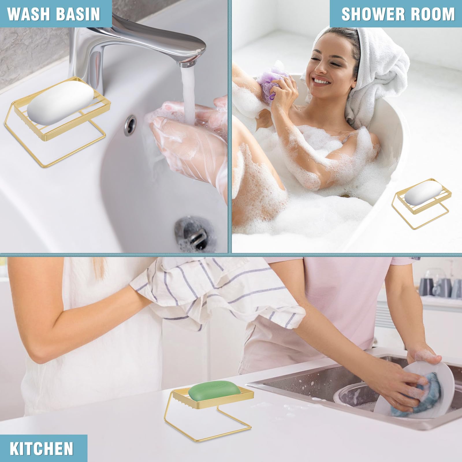 Operitacx 5 Piezas Jabonera de Acero Inoxidable Dorado Drenaje para Baño y