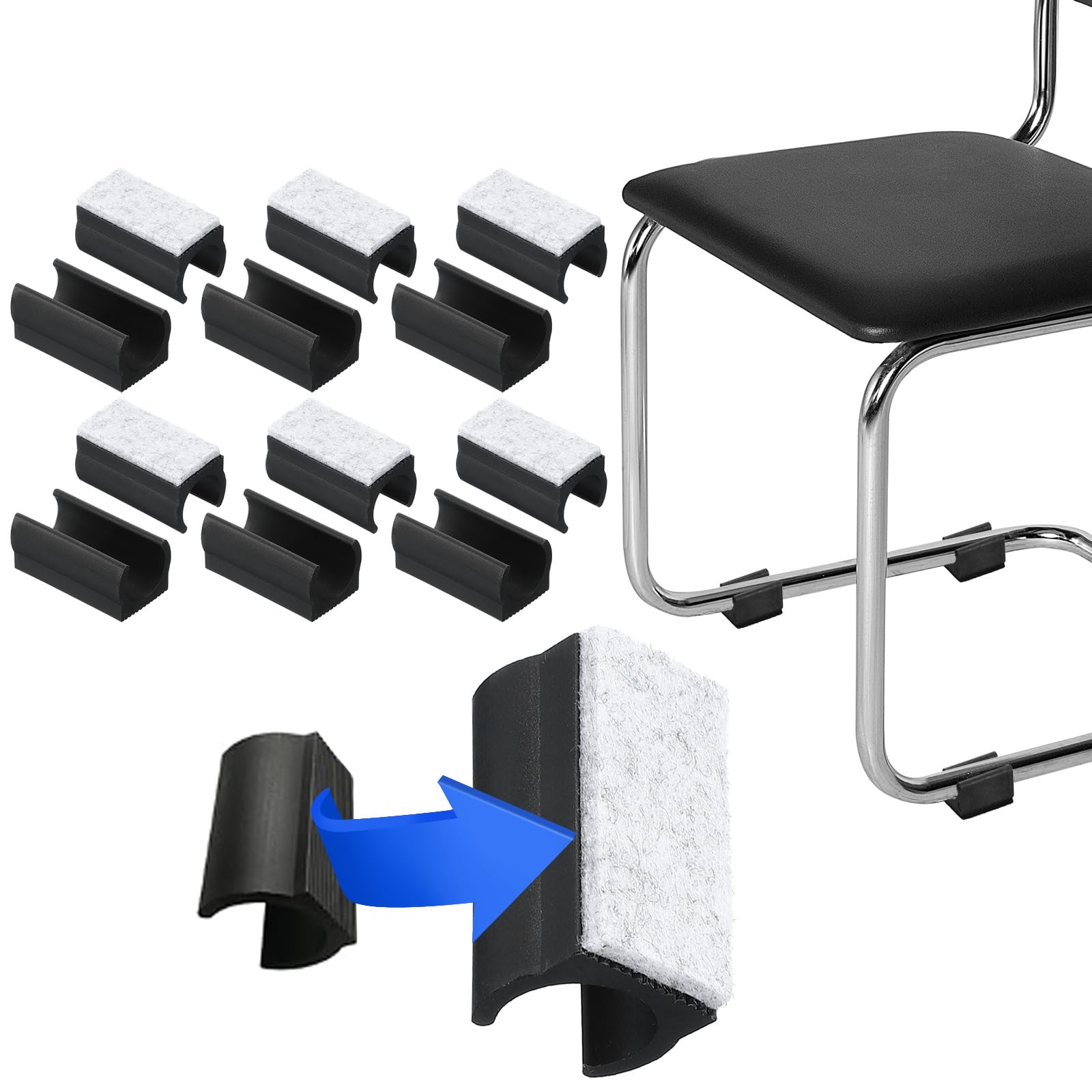PATIKIL Rectangle U Shaped Chair Leg Tips Caps with Felt Pads