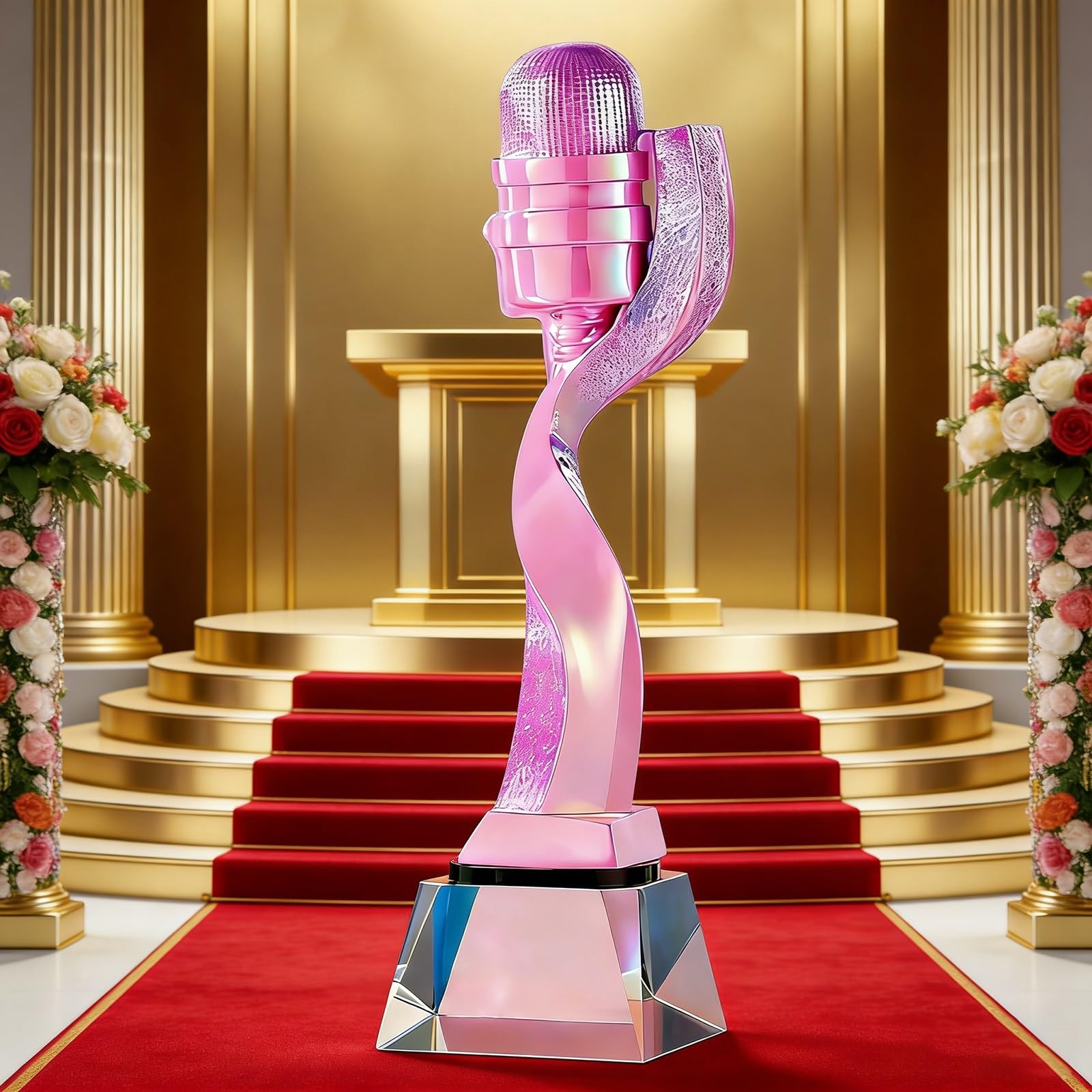 Farbenfrohe Mikrofon-Trophäe – Siegerpokal Für Gesangswettbewerbe, Auszeichnung Für Herausragende Gesangsleistungen, Geschenk Für Musikwettbewerbe