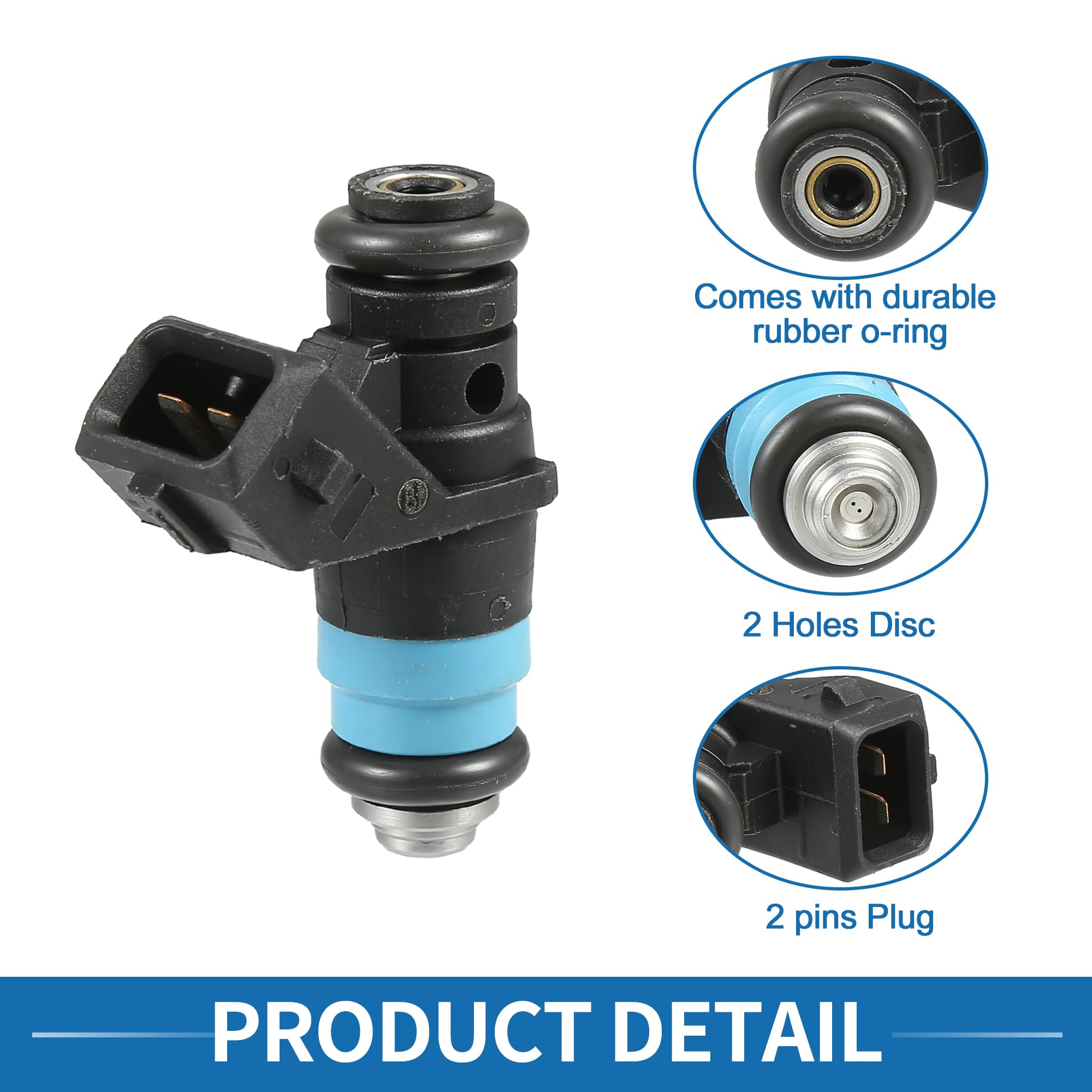 A ABSOPRO Inyector De Combustible 8200139674 Para Renault Clio 4 Pces | Negro, Metal Plástico, 48X16Mm, Dc 12V, 640.5Cc/Min, 2 Pines, Juntas Tóricas, Para Renault Megane, Scenic, Modus 1.4L