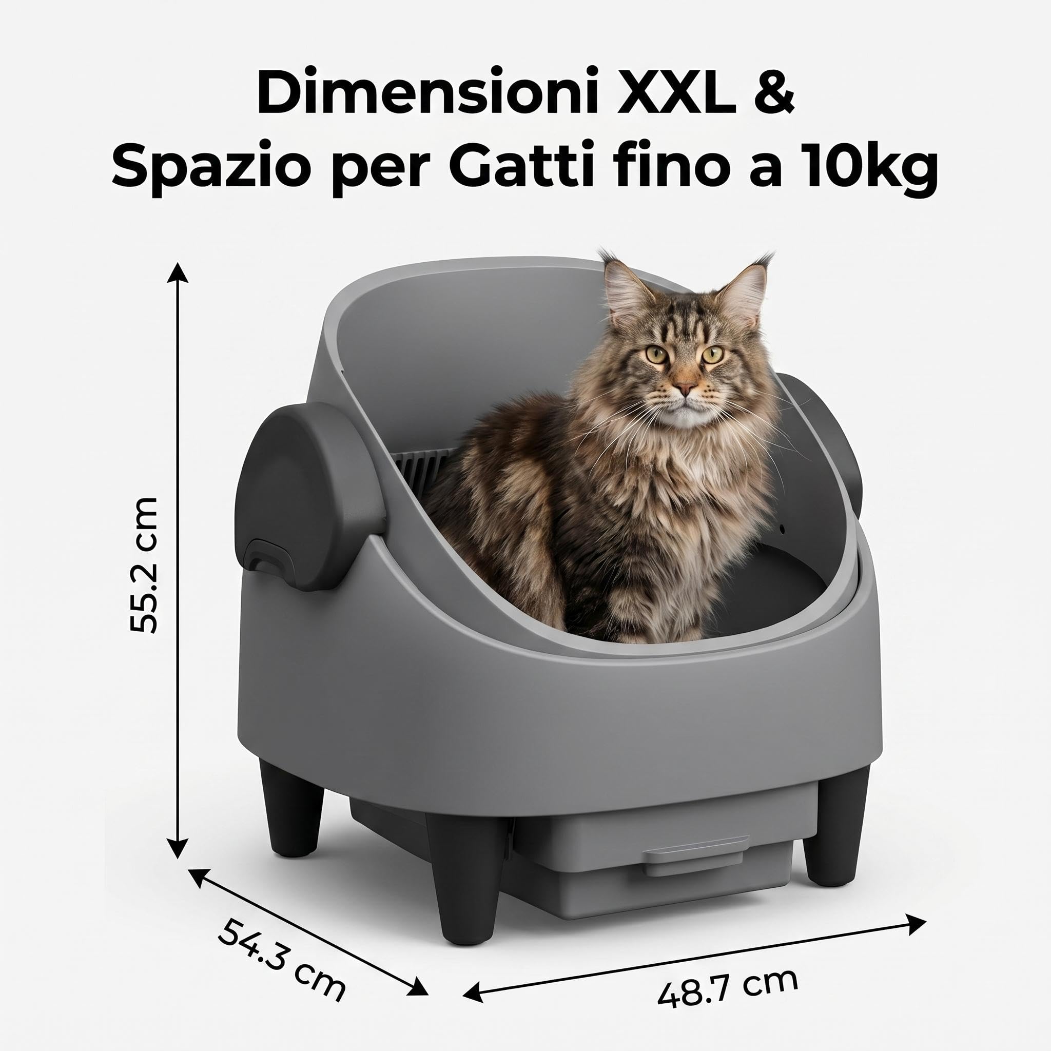 Garvee Arenero para Gatos autolimpiante automático con Entrada Superior, Caja higiénica Inteligente de diseño Abierto XXL para Gatos Grandes, Sistema de Seguridad avanzado y Seguimiento de la
