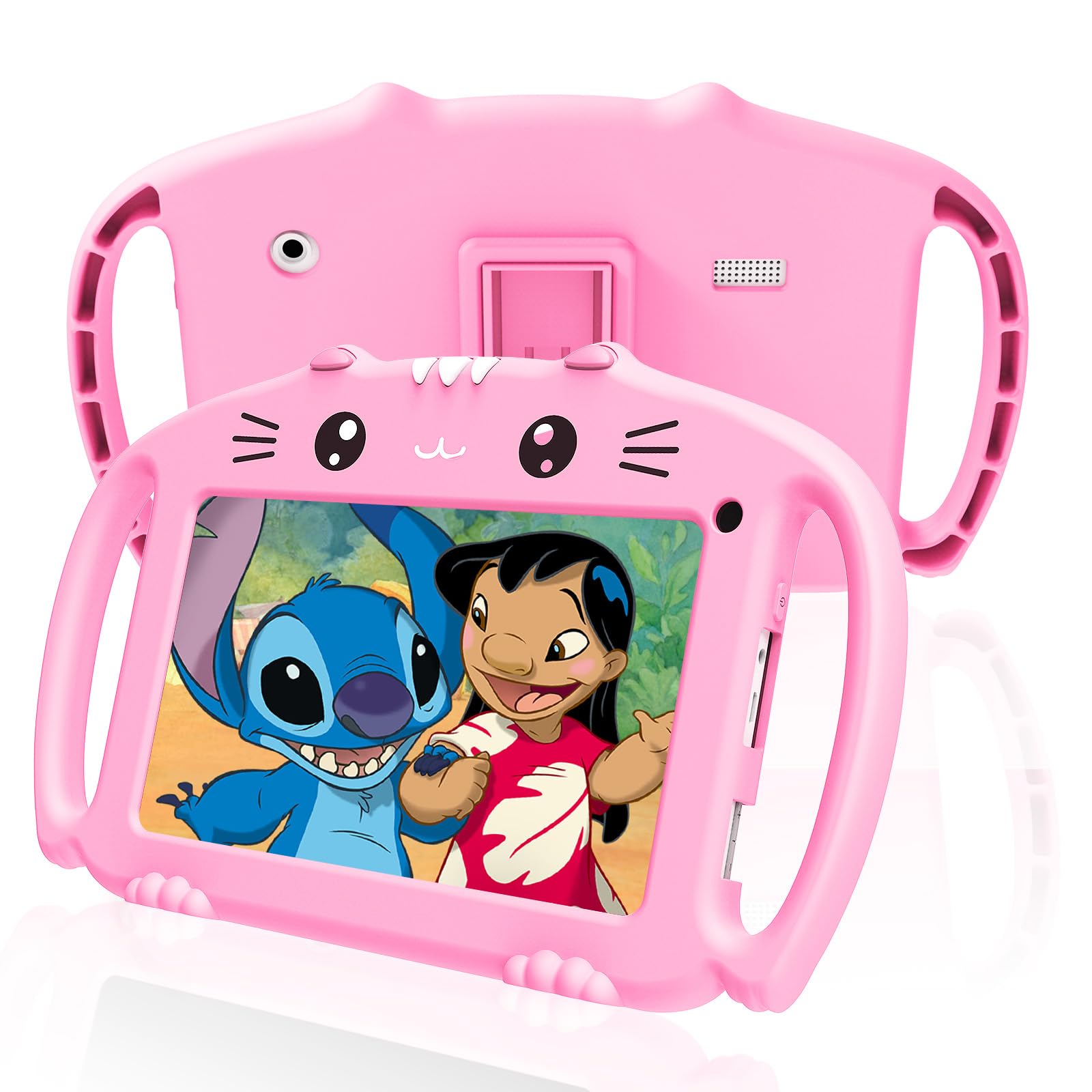 VESWWE Android Tablet for Kids 7 Inch Kids Tablet with WiFi 32GB ROM Quad Core Parental Control Pre-installed childrens software Shockproof Case(Pink)