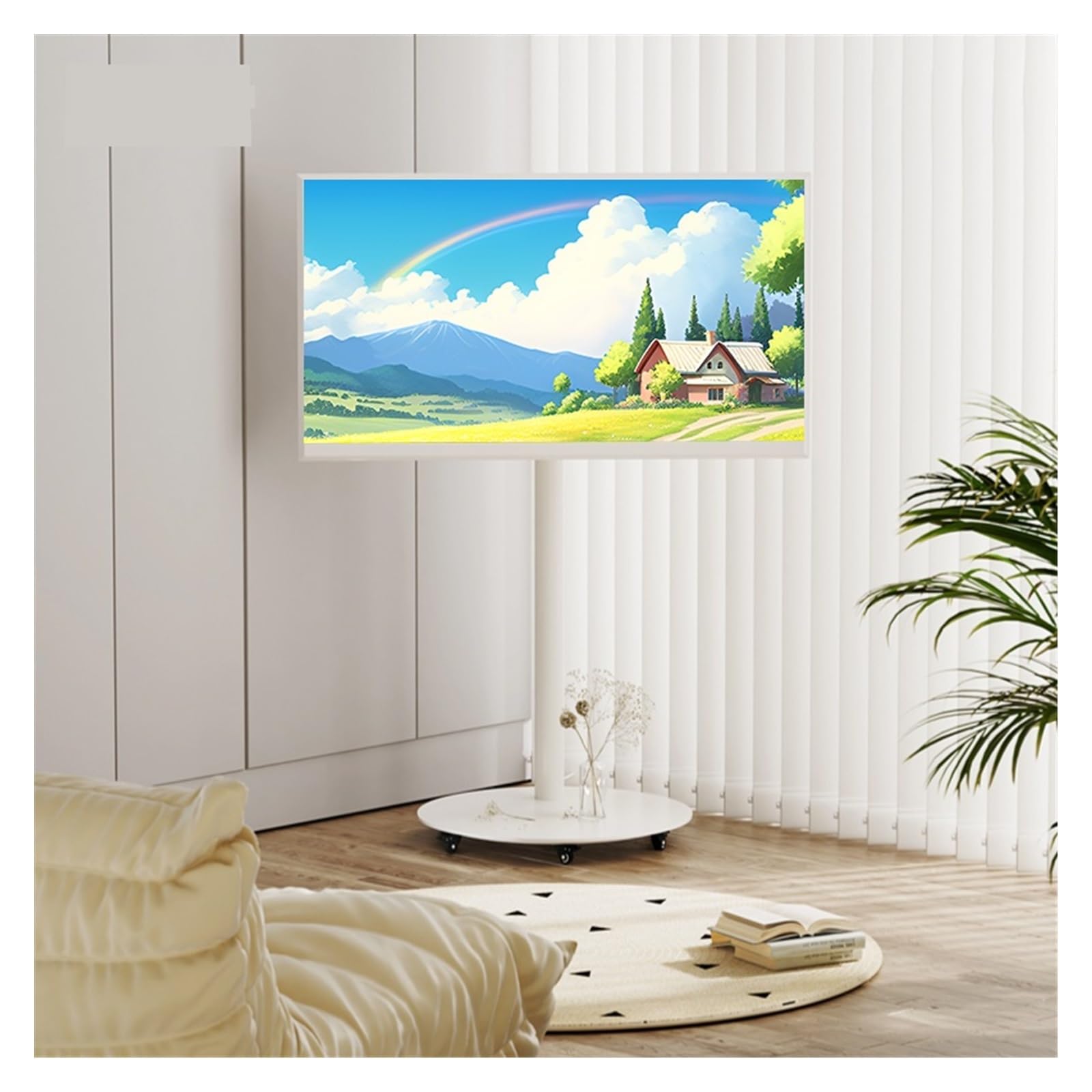Mueble de TV Soporte rodante for TV for televisores Inteligentes de 40 a 70 Pulgadas, Soporte for móvil con Altura Ajustable, Carrito for Ruedas Bloqueo Mueble para Medios(Blanco)