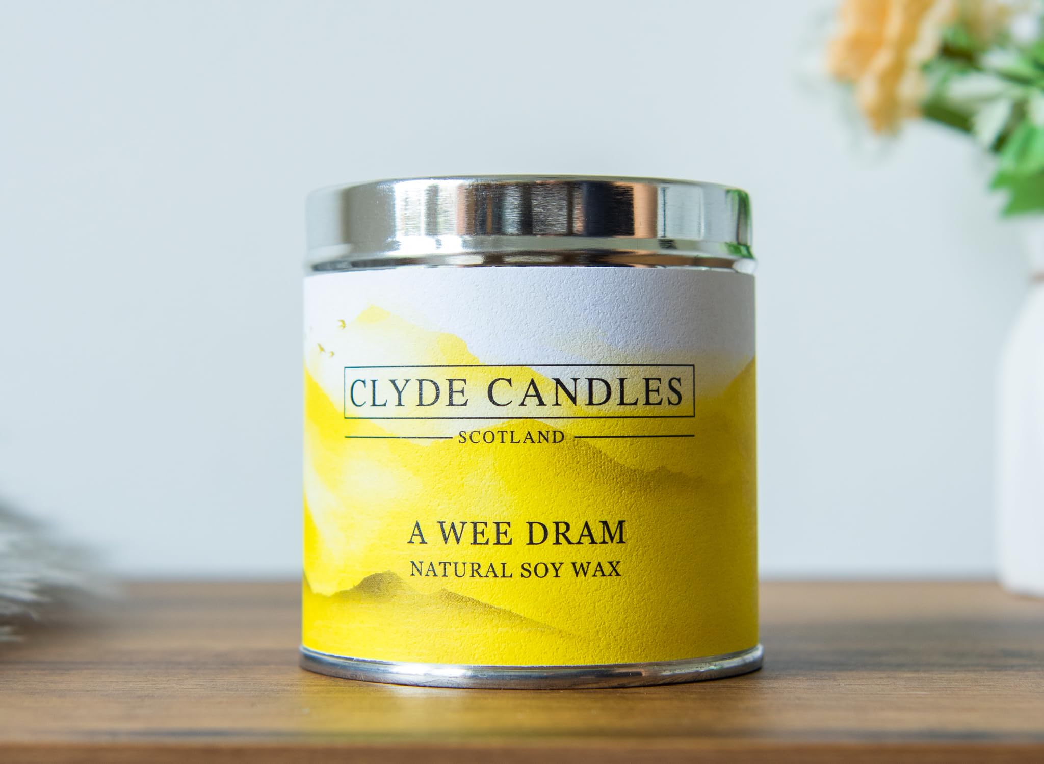 Natural Soy Candle Tin - Clyde Candles Scotland - Vegan Scottish Gifts, British Made (A Wee Dram)