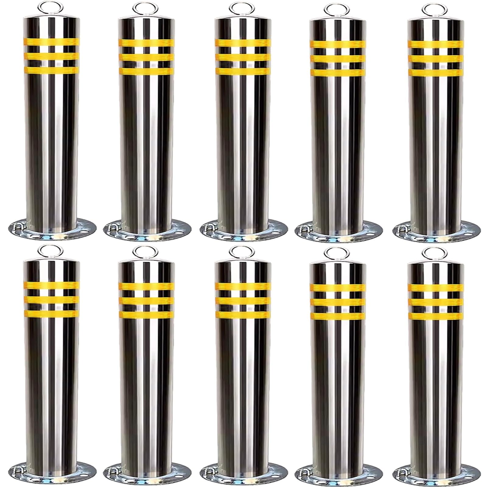 WDSOPK Heavy Duty Safety Bollard, 60 80 Cm Removable Bollard Post with Lock, Traffic Delidelineator Post with Base, Steel Bollards for Parking Lotg Training （10pack-H65cm）