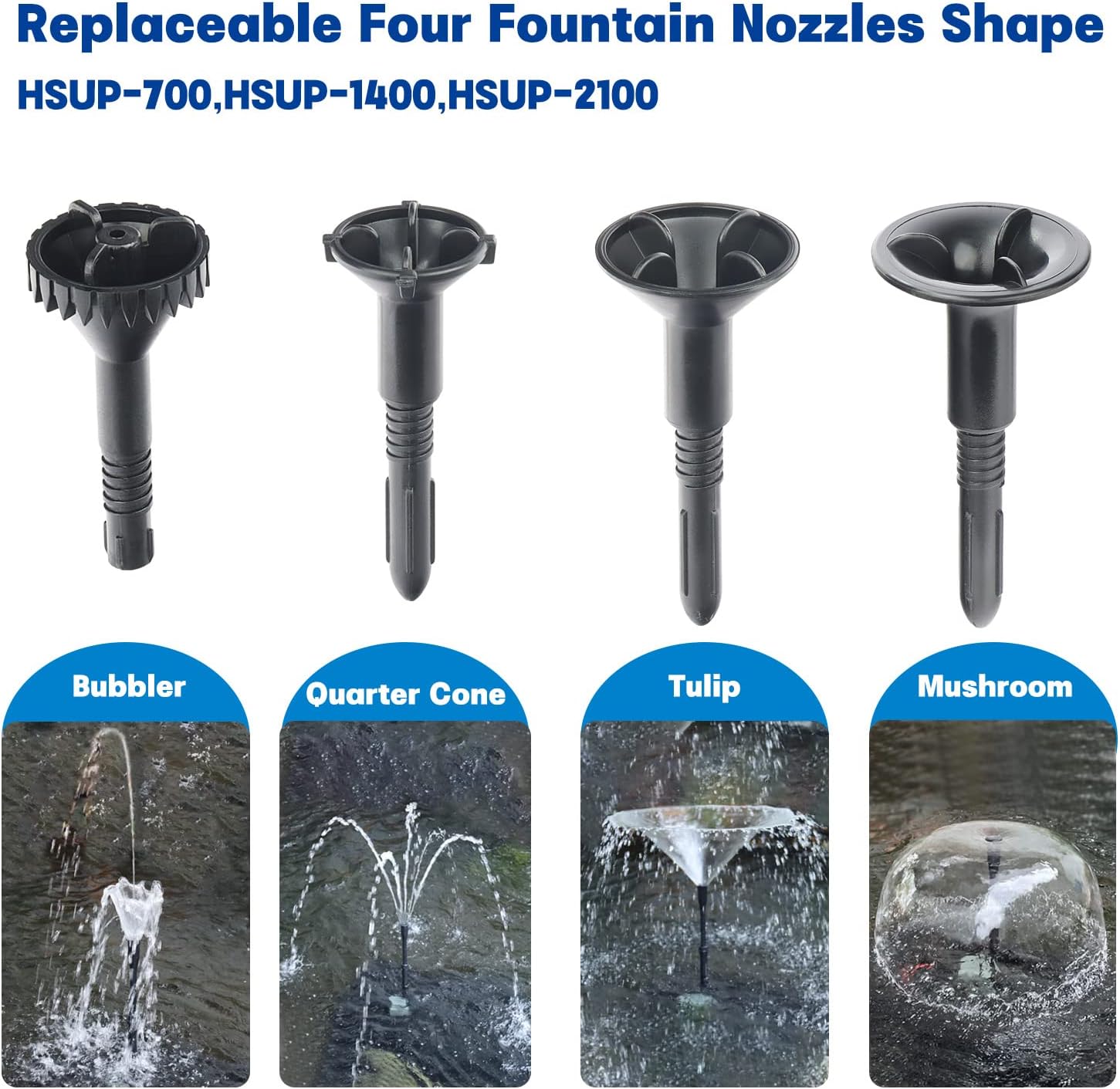 OYO WATER Pond Pumps Submersible Outdoor,185GPH Water Fountain Pump with Fountain Kits for Small Ponds