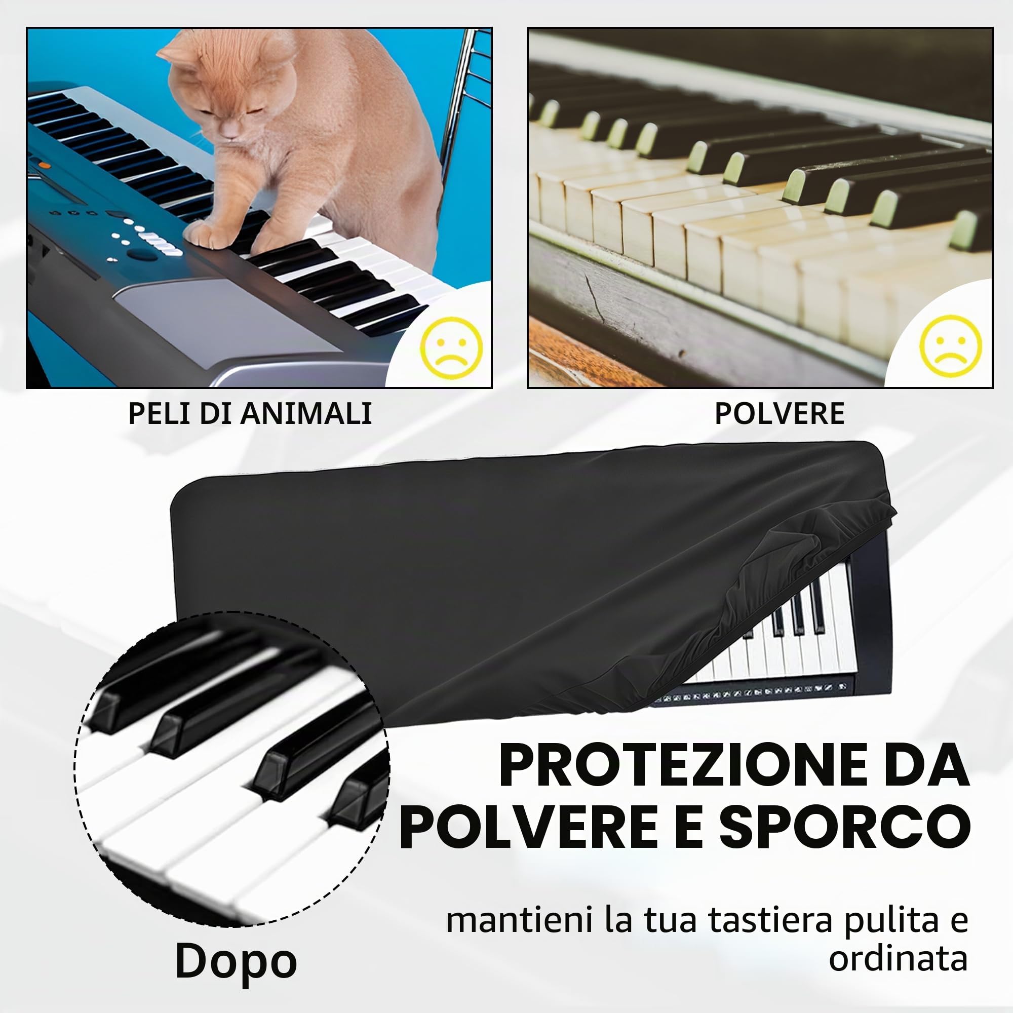 Musiin Pro Shield: Ultimate Stretch-fit Chinlon Keyboard Cover - Water & Dust Resistant, Compatible with Yamaha PSR-E283 YPT-280 YPT-270 PSR-E273 PSR-E360 Alesis Melody 61 Key Keyboard