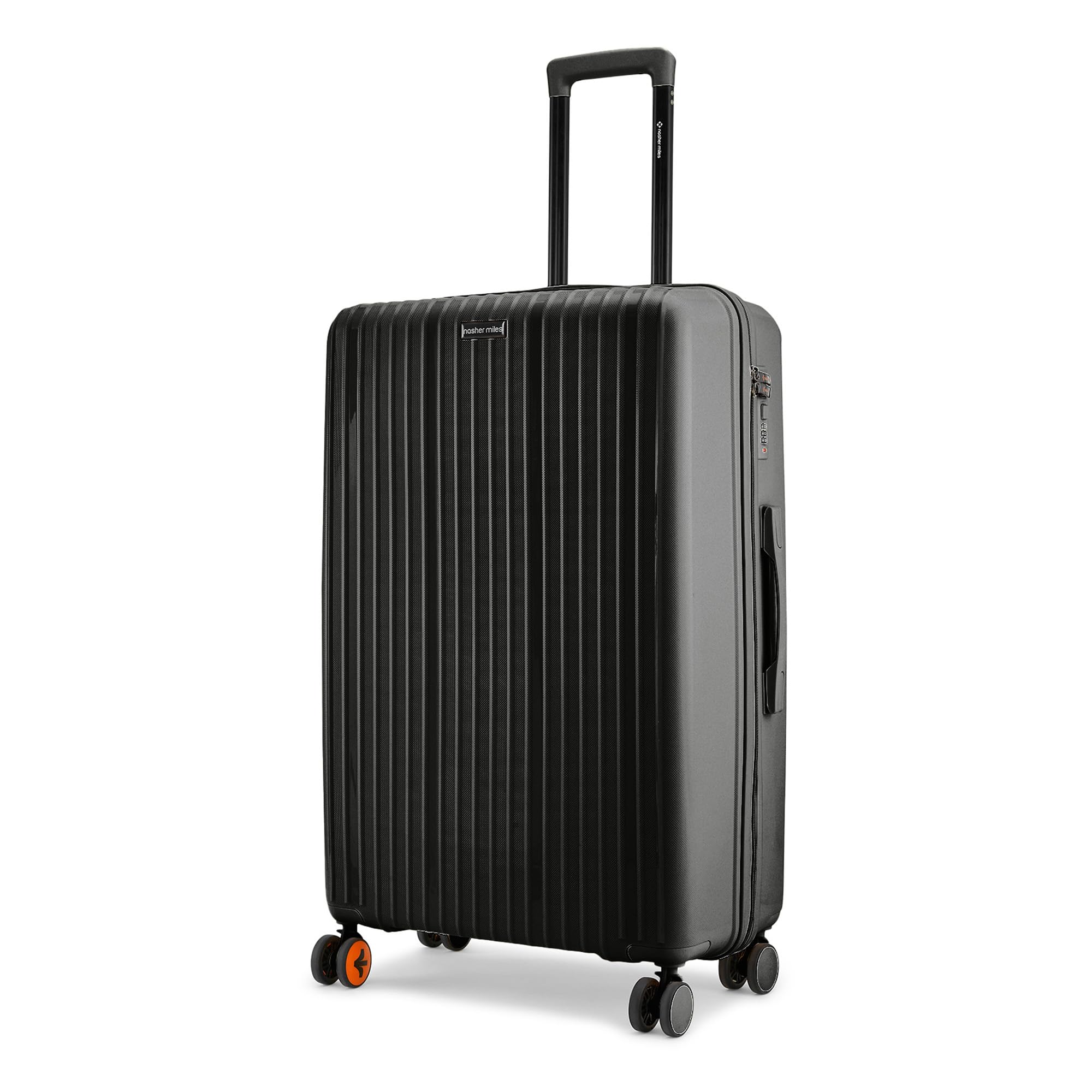 Pondicherry Hard-Sided Polypropylene Check-in Luggage 28 inch | 75cm | 8 Wheels Large Trolley Bag for Travel | Suitcase (Black)