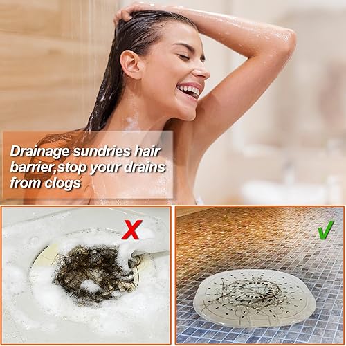Miniatura 2 de Colector de pelo cuadrado de silicona, tapón de drenaje de ducha con ventosa, fácil de instalar y limpiar, traje para baño, bañera y cocina (gris de