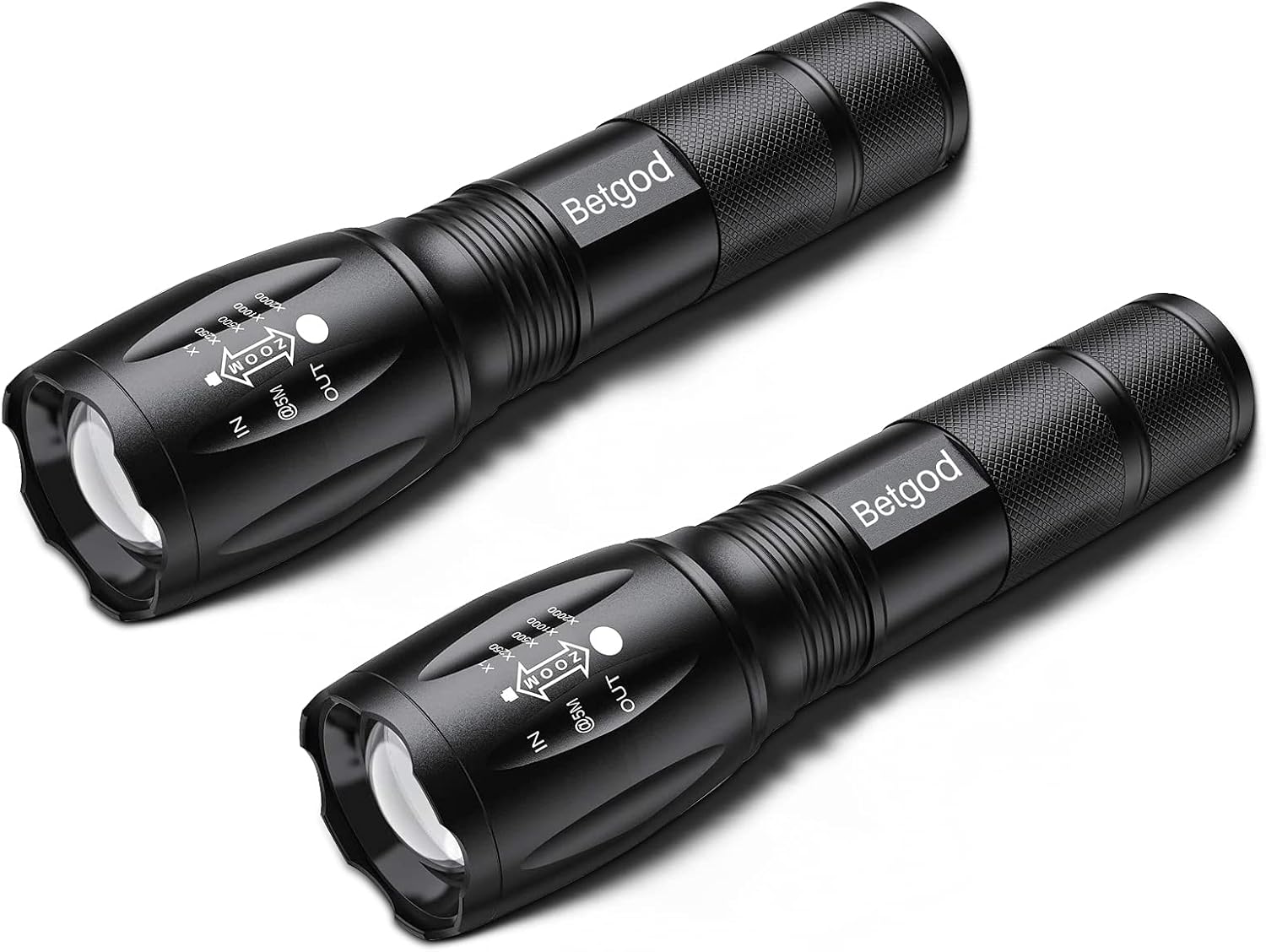 Betgod Flashlights, LED Tactical Flashlight 2 Pack, High Lumen, Zoomable, 5 Modes, Water Resistant for Camping, Hiking, Emergency, Outdoor (Batteries Not Included) : Tools & Home Improvement