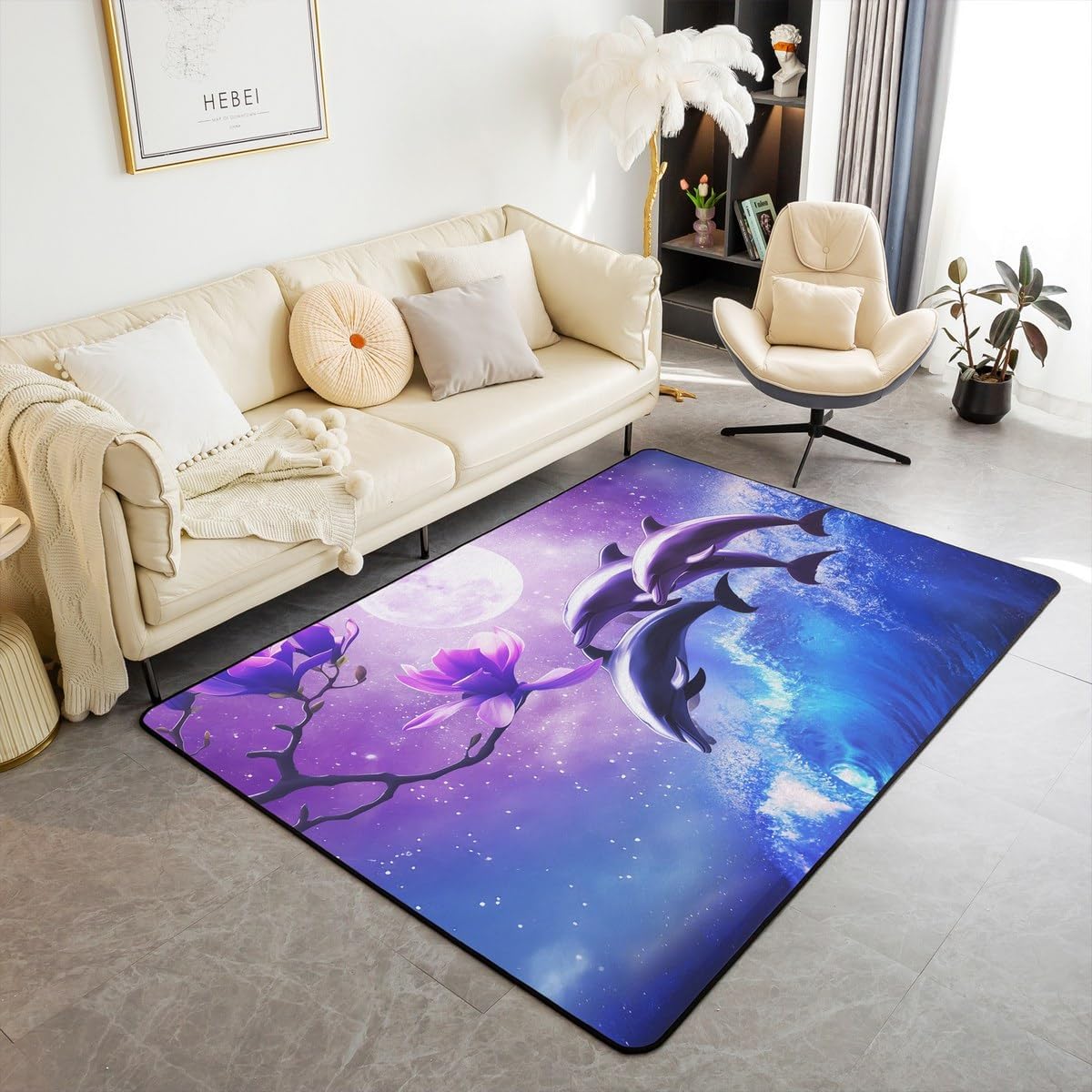 Erosebridal Sushi Pattern Rug 4x5, Japanese Style Area Rug, Food Theme Carpet for Kids Boys Girls Teens, Cute Cartoon Japanese Sushi Indoor Floor Mat for Playroom Bedroom Living Room Bedside