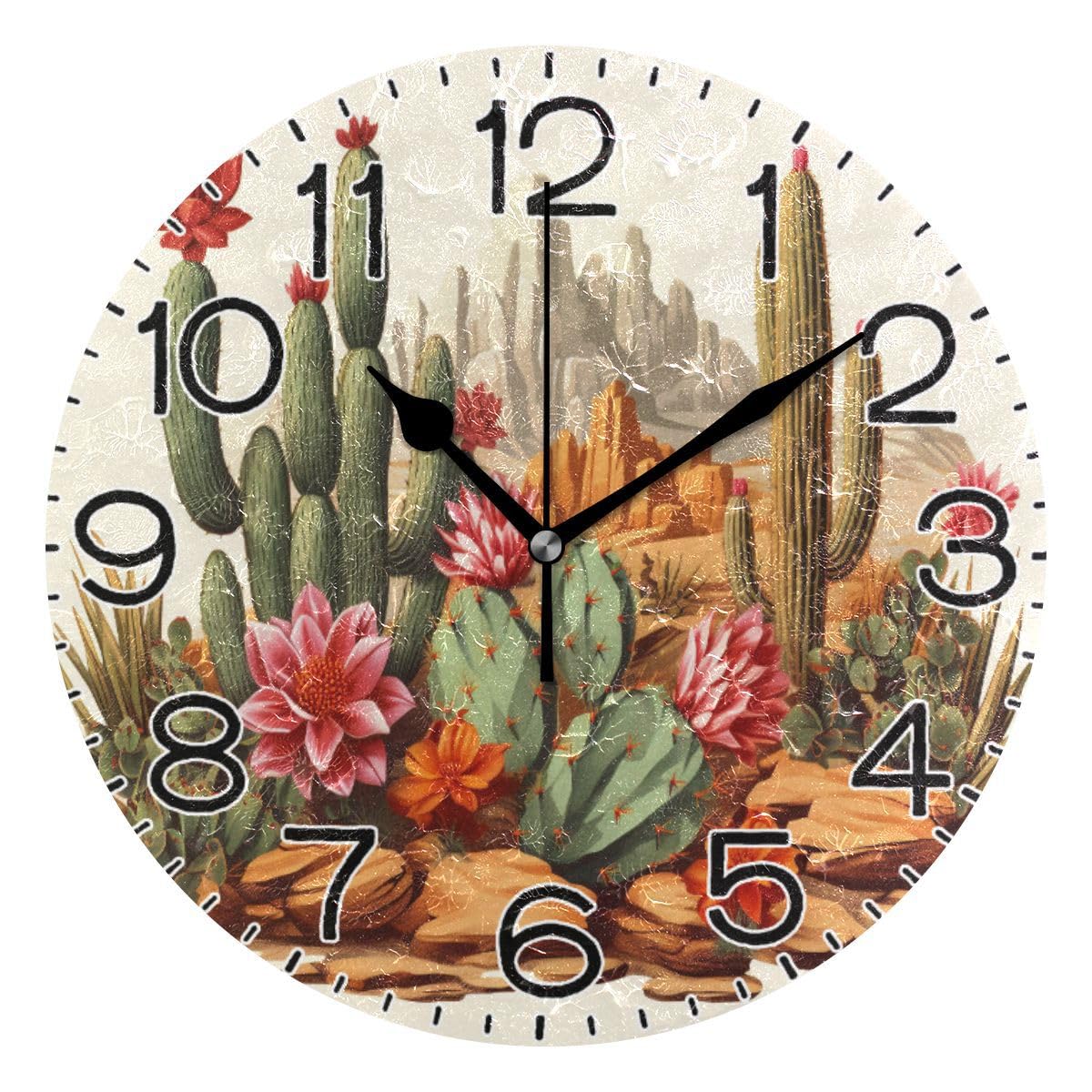 Horloge rétro Cactus décoration vintage pour cuisine et salle de bain rustique