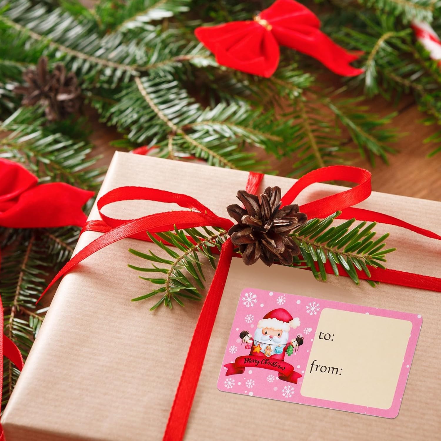 Outus 500 Pieces Christmas Tags Self Adhesive Gift Tags for Xmas Presents Christmas Name Labels Stickers for Wrapping Paper Festival Birthday Holiday Decor(Simple Style,2.76 x 1.57 Inch) - Image 7