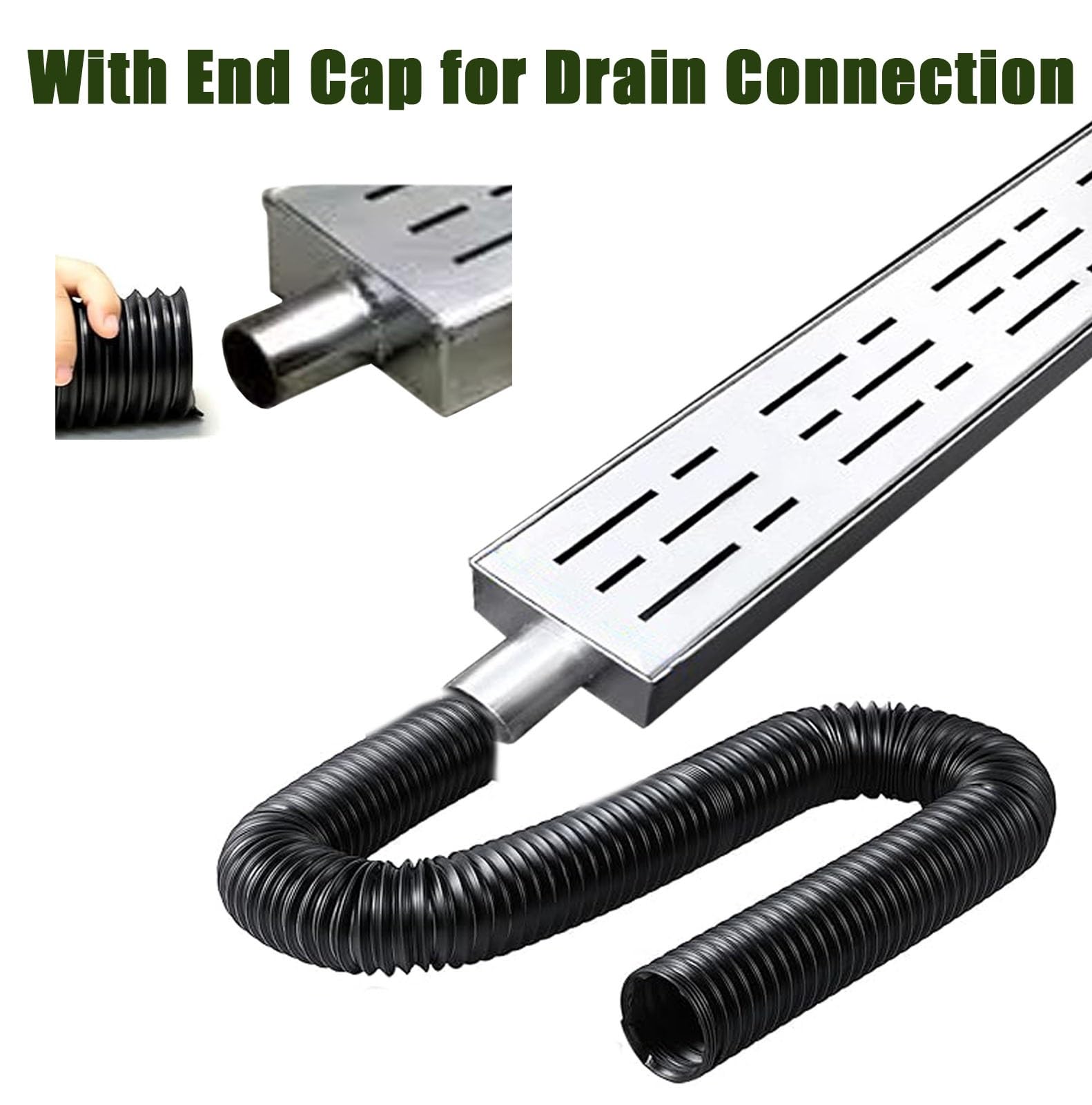Caniveau Exterieur Drainage 1,4/2/4 Po avec Grille, Kit Drainage pour Gouttière Extérieure Mince