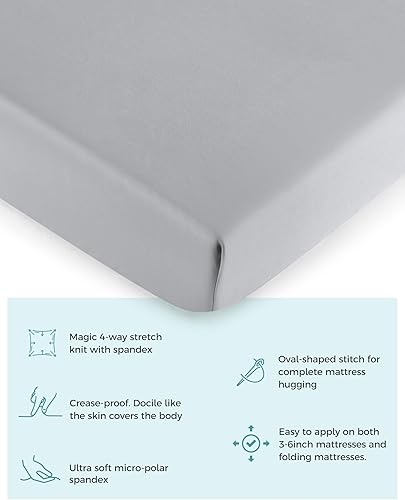 Miniatura 2 de Forias Sábana bajera ajustable para colchón plegable, compatible con colchón triple de 4 pulgadas, 6 pulgadas, tejido elástico en 4 direcciones,