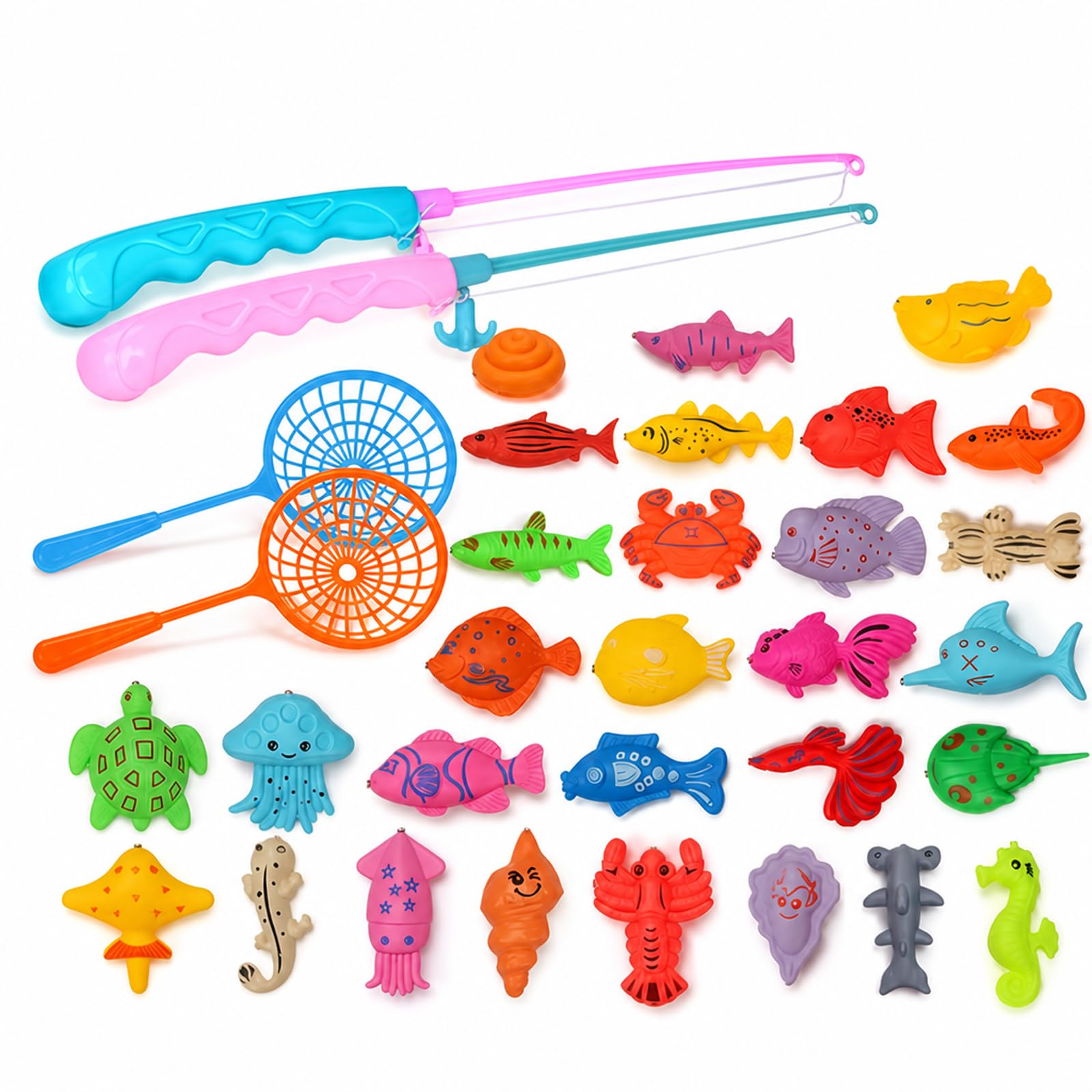 44PCS Fishing Game, Fishing Kit, Fishing Set with Poles and Nets