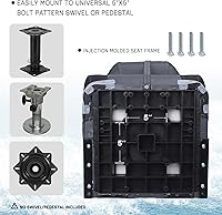 Vista 8 de Elite Asiento Plegable para Barco Bass Back Asiento para Barco Asiento Plegable para Barco de Pesca, Pack de 2, Negro/Carbón
