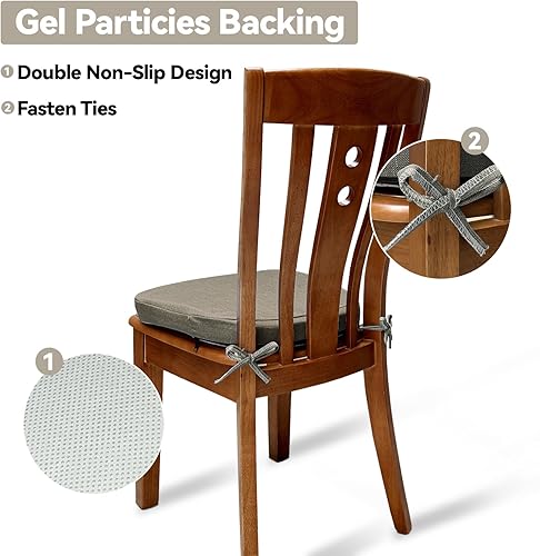 Miniatura 2 de Cojín para silla de comedor con lazos para sillas de comedor, almohadilla gruesa de espuma viscoelástica para silla de cocina, 17 x 16.5 x 1.5