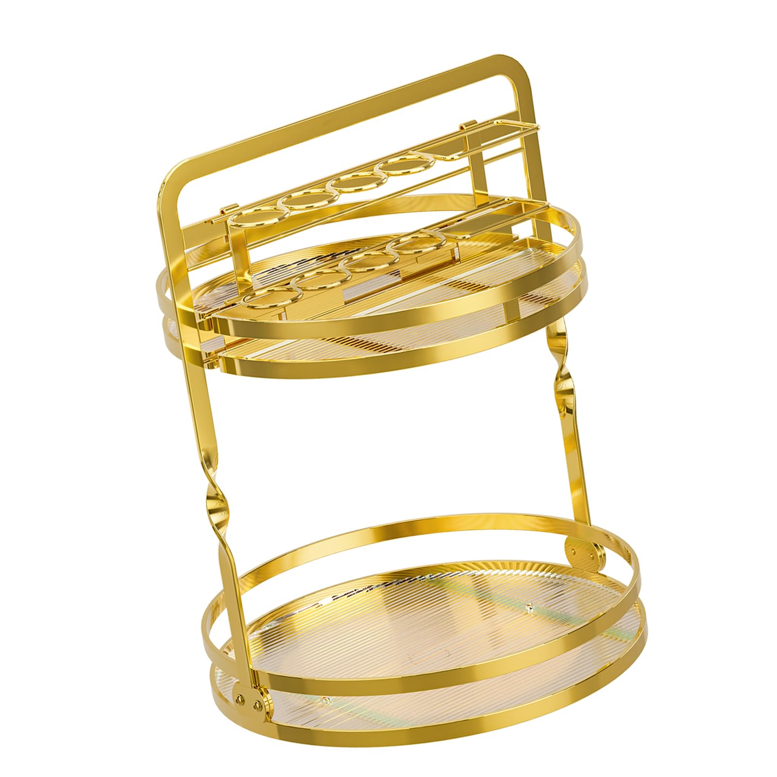 NMFLAB Revolving Cosmetic Holder with Two Compartments and Visible Brush Stand for Dresser Table Quick Assembly Makeup Stand