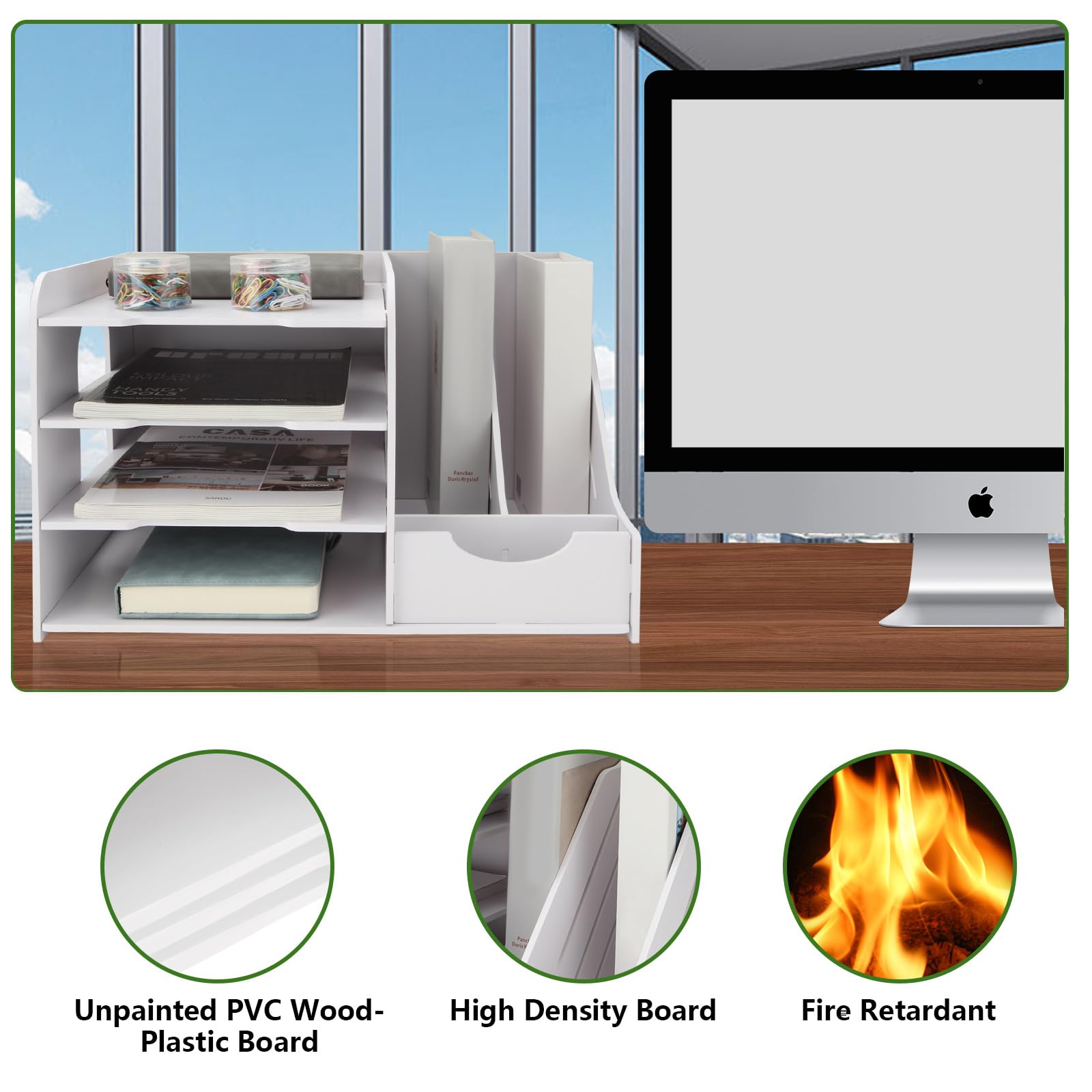 Organisateur De Bureau CYEER Grande Corbeille Documents PVC - Boîte Rangement Avec Tiroirs Pour Maison Et École