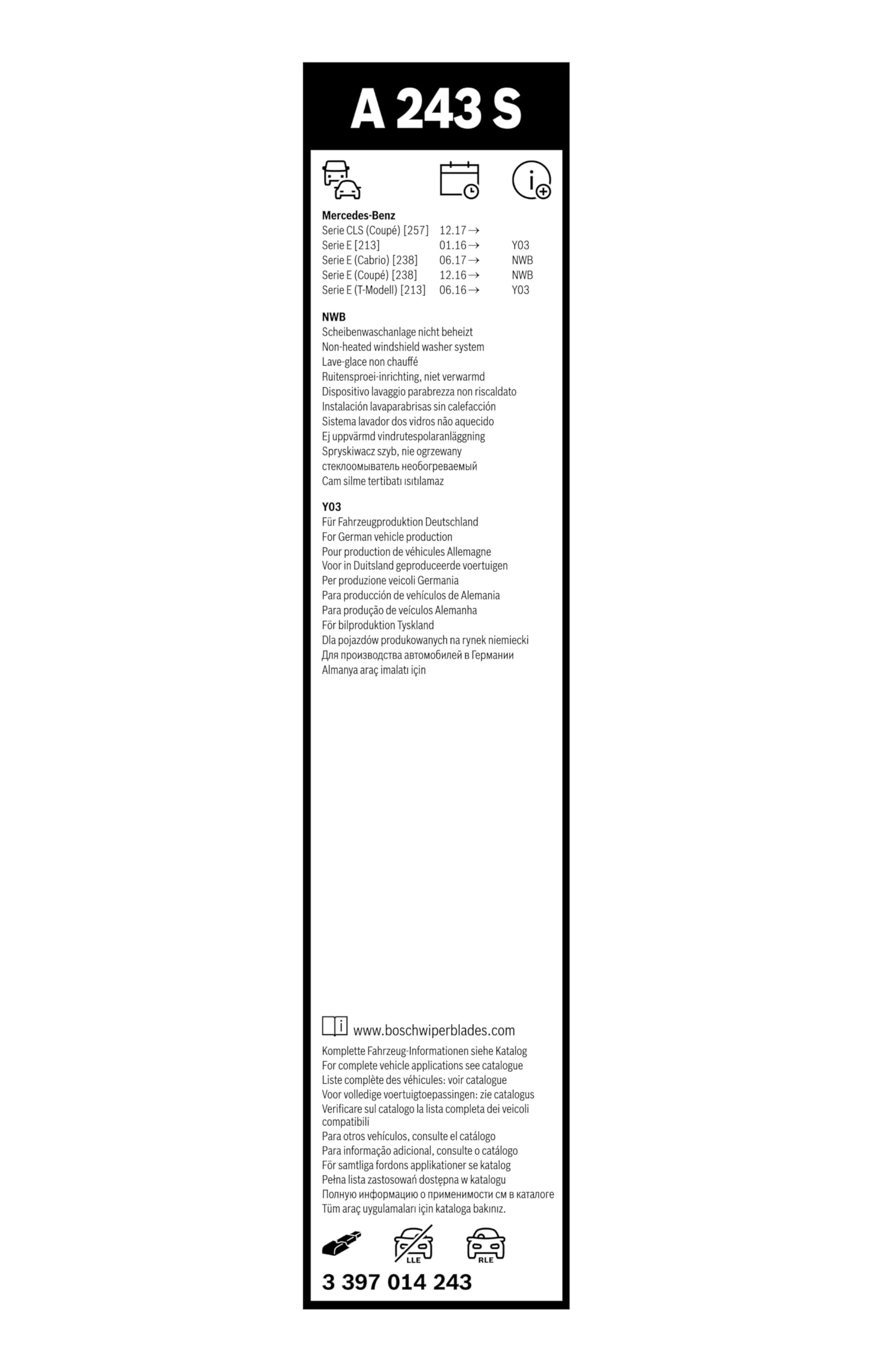 Tergicristalli Bosch Aerotwin A209S, Lunghezza 600mm/530mm, 1 set per parabrezza anteriore, Solo per veicoli con guida a destra UK