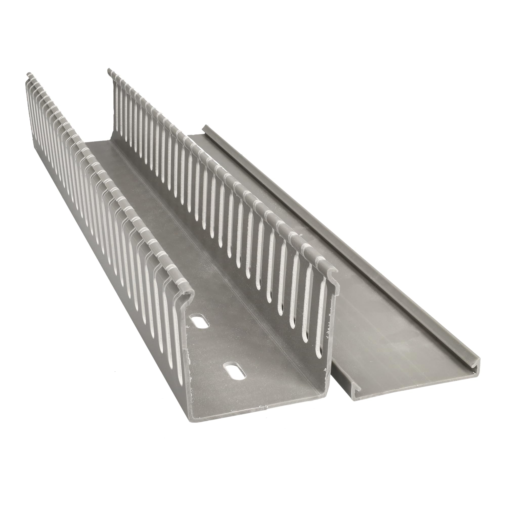 Jandei - Lot de 5 gouttières fendues pour câbles, organisateur de bureau, revêtement en PVC, couleur grise, longueur 40 cm (60 x 60 mm)