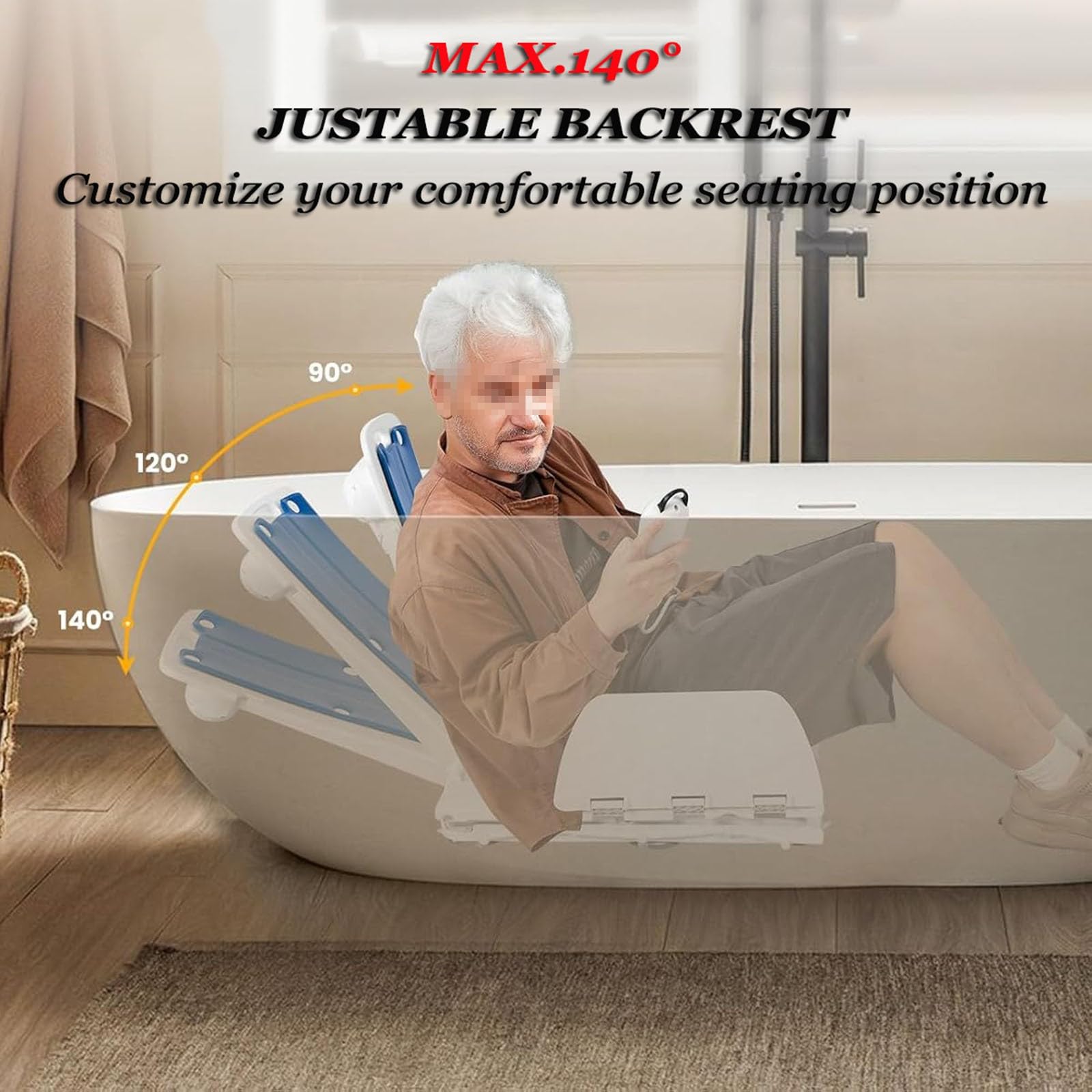 Badewannenlifte,Bodenlift Für Ältere Menschen,Leichtgewichtiger Liegebadewannenlift,Gewichtsgrenze 300 Lbs,Ergonomischer Sitz,Erleichtert Das Baden Für Ältere Menschen,Behinderte A