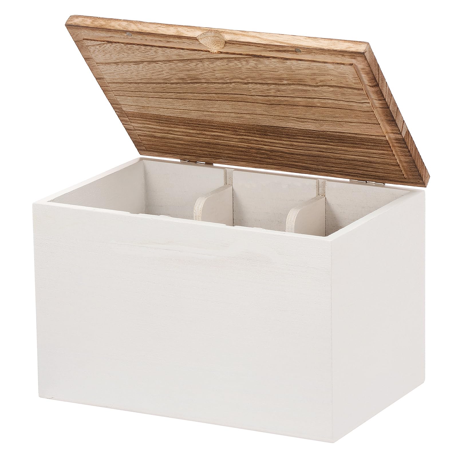 Yjqxmyu White 3 Compartment Tampon Holder With 2 Removable Dividers, Wood Period Organizer With Lid Rustic Wood Bathroom Storage Box, Multipurpose Feminine Product Organizer For Woman (White)
