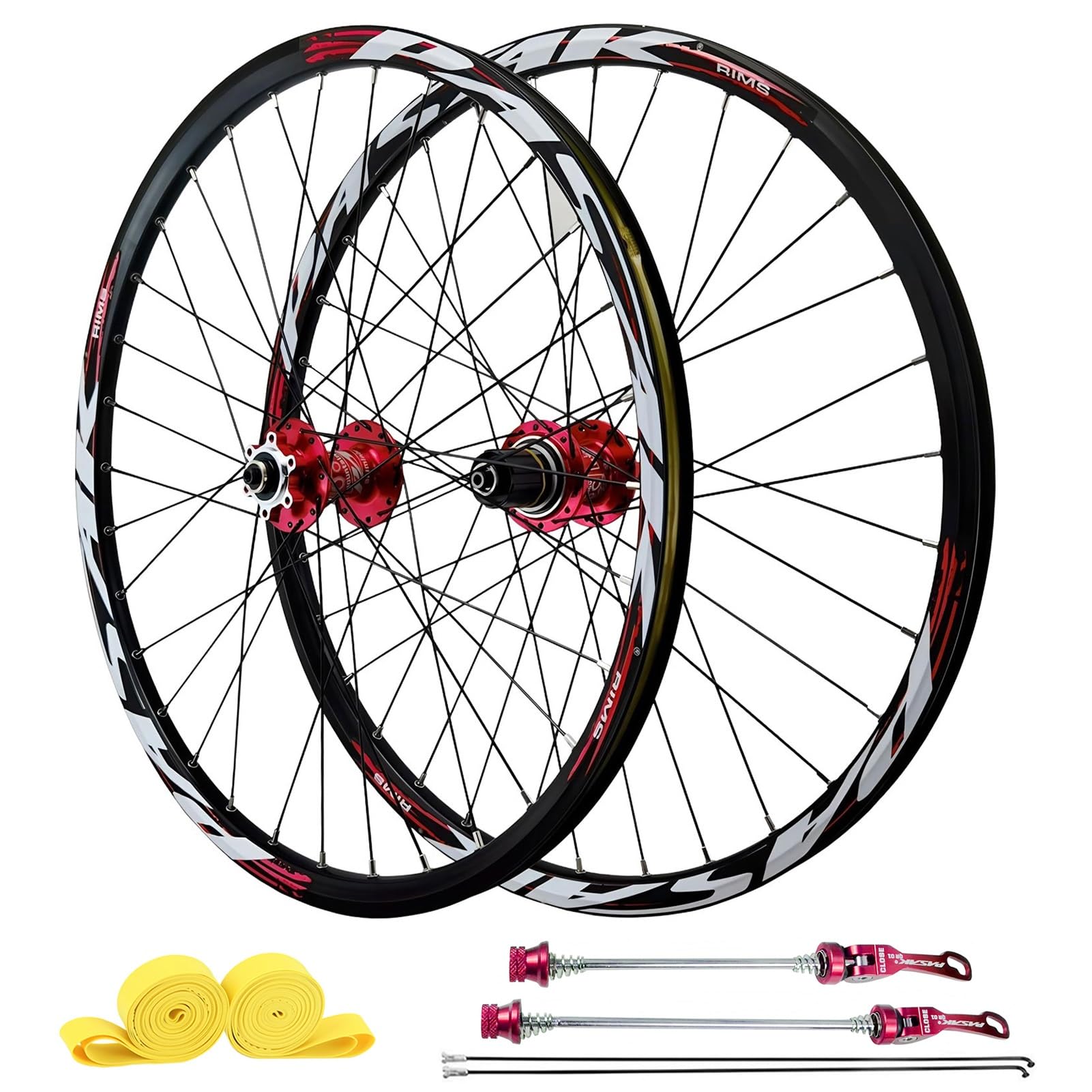Set di ruote MTB AuroraXQ 26"/27.5"/29", freni a disco, cerchi in lega di alluminio a 32 fori e mozzi HG, ruota anteriore 100x9mm / ruota posteriore 135x10mm, compatibile con 7-12 velocità e pneumati