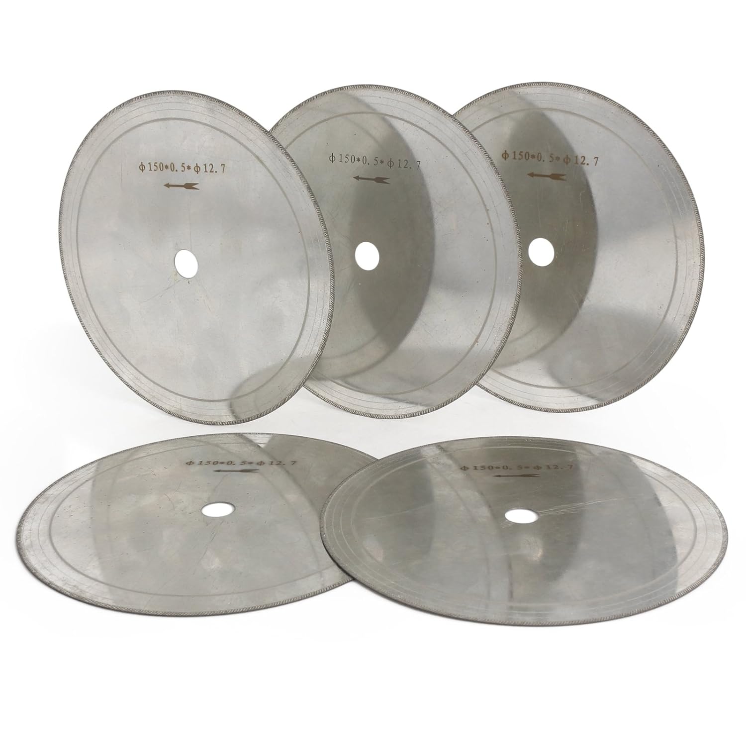 JINGLING 6" inch Diamond Lapidary Saw Blades Thin Rim 0.53mm Arbor Hole 1/2" Tools for Stone Pack of 5Pcs