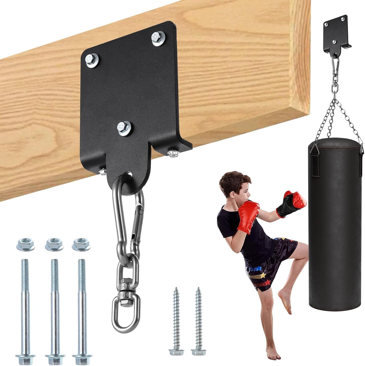 Heavy Duty Ceiling Punching Bag Hanger, 360° Swivel Mount for Boxing Bags, Gym Swing, Hammocks, Pilates