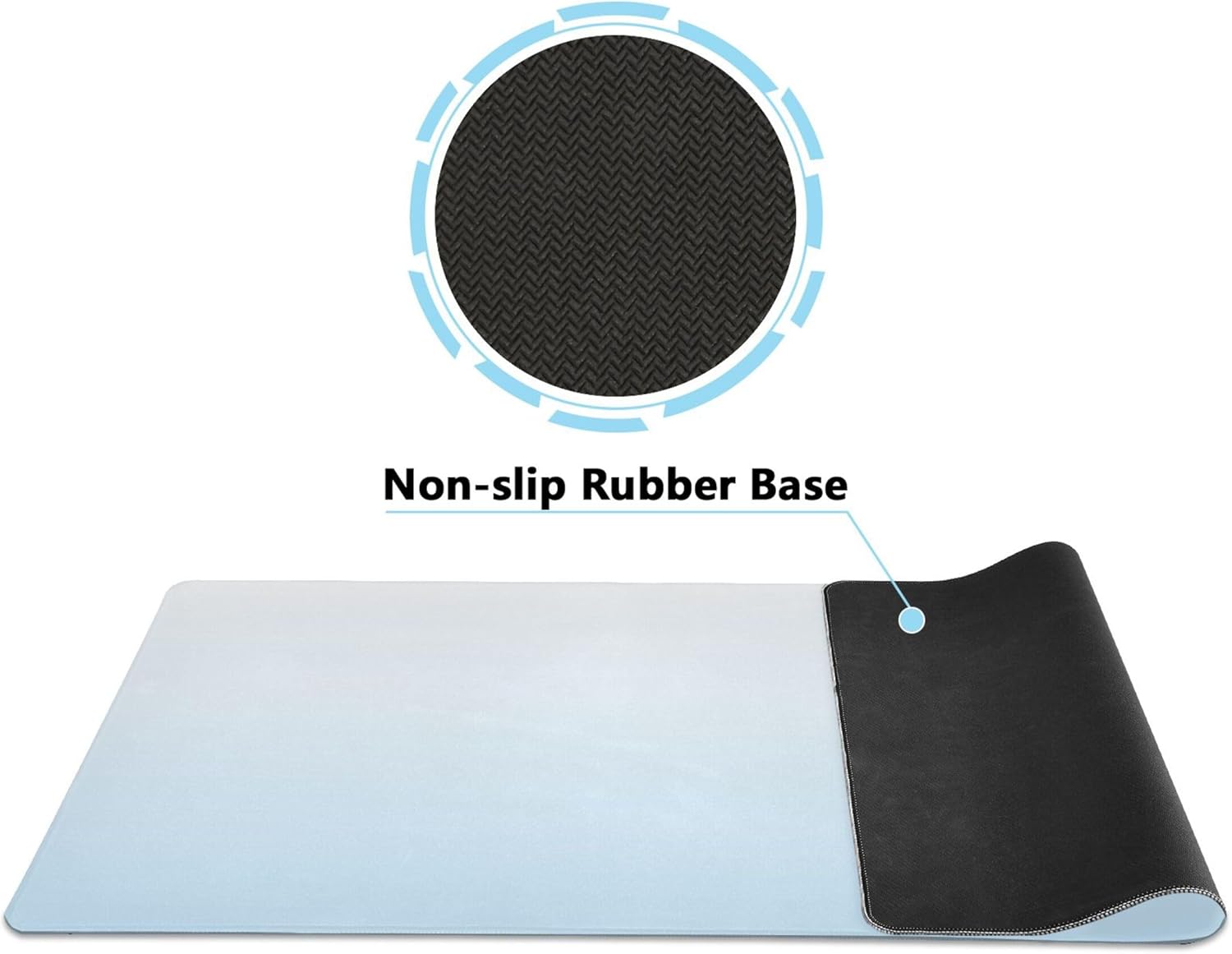 Gradient Ice Blue Extended Gaming Mouse Pad - Non-Slip-Resistant Rubber Base Computer Keyboard Mouse Mat, 35.4x15.7-inch 3mm Thick, Ideal Partner for Work & Game