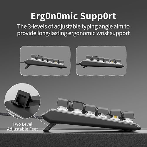 Miniatura 4 de Teclado mecánico para juegos de tamaño completo, tira de luz lateral envolvente + teclado retroiluminado con interruptores mecánicos lineales,