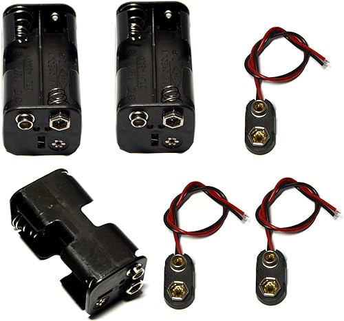 3 piezas 4 x 1.5 V (6 V) AA soporte de batería con 3 piezas 9V I tipo Snap conector carcasa de plástico de dos capas caja de batería