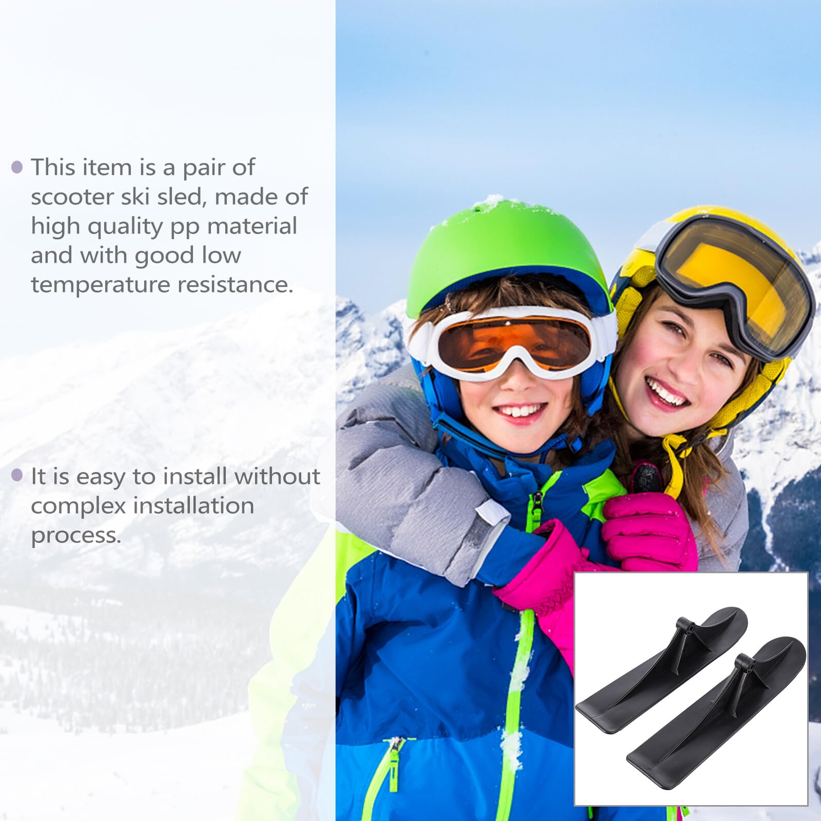 Scooter de Ski Garçon et Filles Noir en Pp, Planche de Neige 125 Roues
