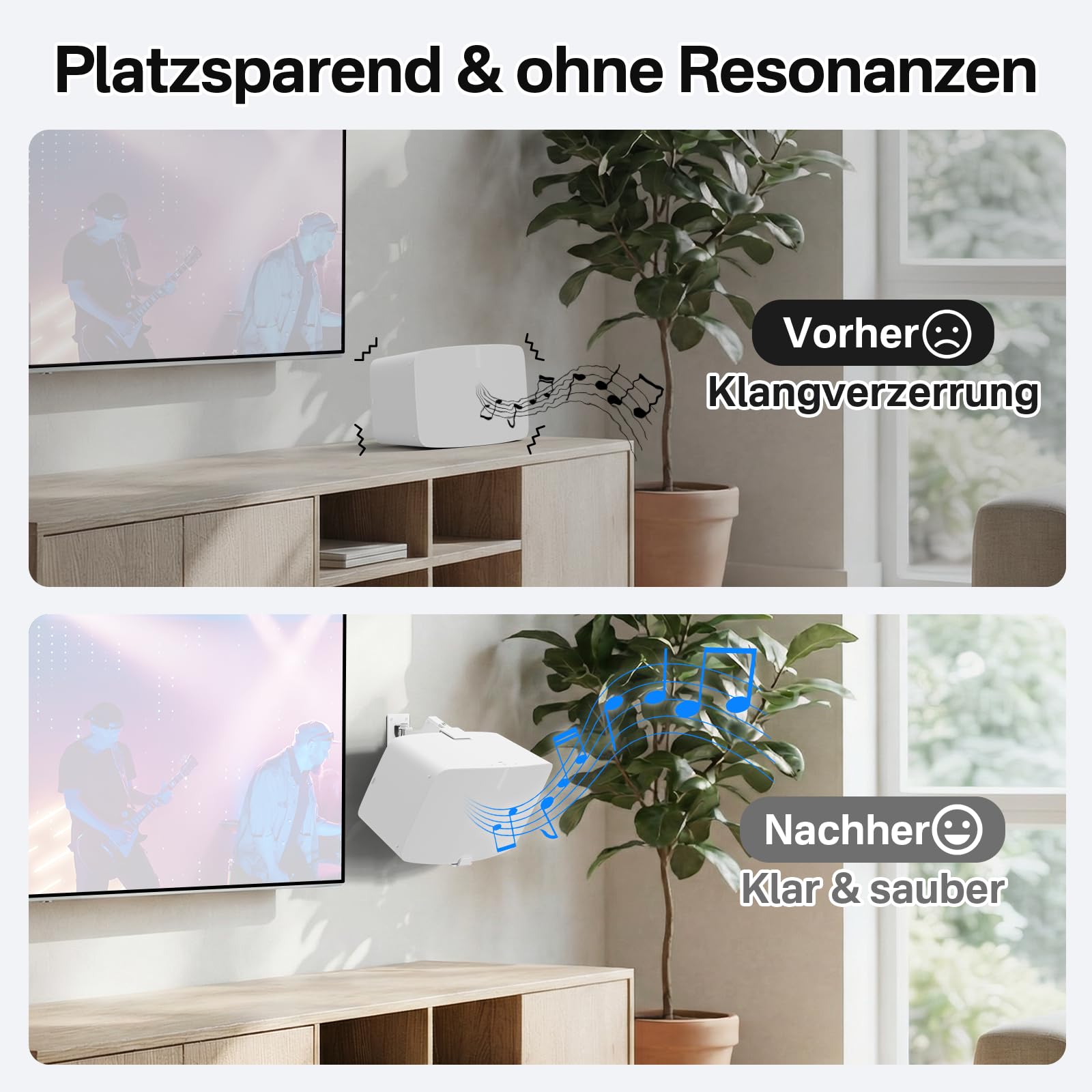 Lot de 2 supports muraux pour haut-parleur Sonos Five & Sonos Play 5 Gen 2 - Inclinables et pivotants - Construction en métal stable jusqu'à 15,9 kg - Avec coussinets anti-rayures - Matériel de