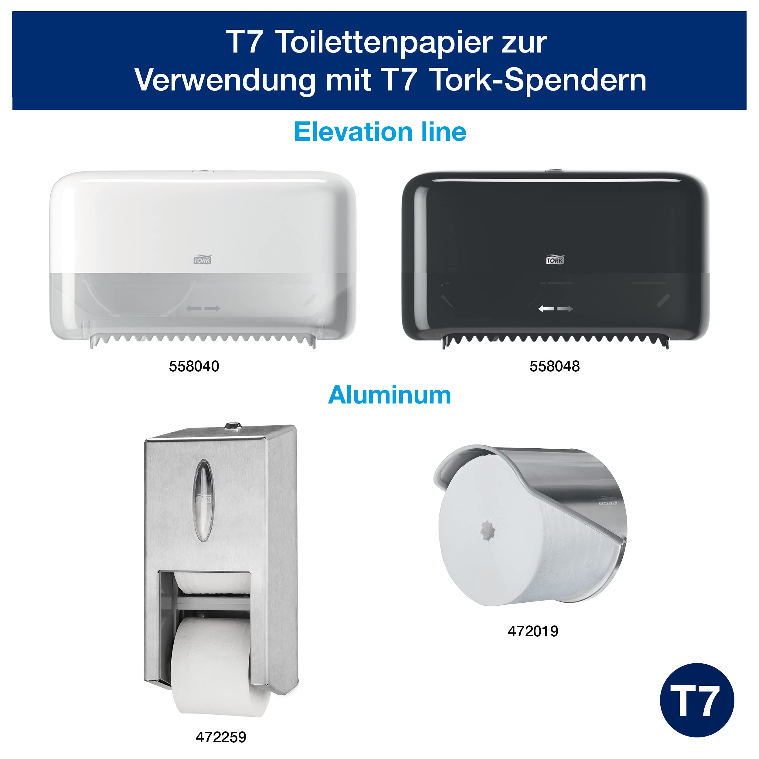 Tork 472139 extra weiches hülsenloses Midi Toilettenpapier in Premium Qualität für Tork T7 Doppelrollenspender / WC-Papier 3 lagig / hülsenlos / extra weich und reißfest, 18 x 550 Blatt